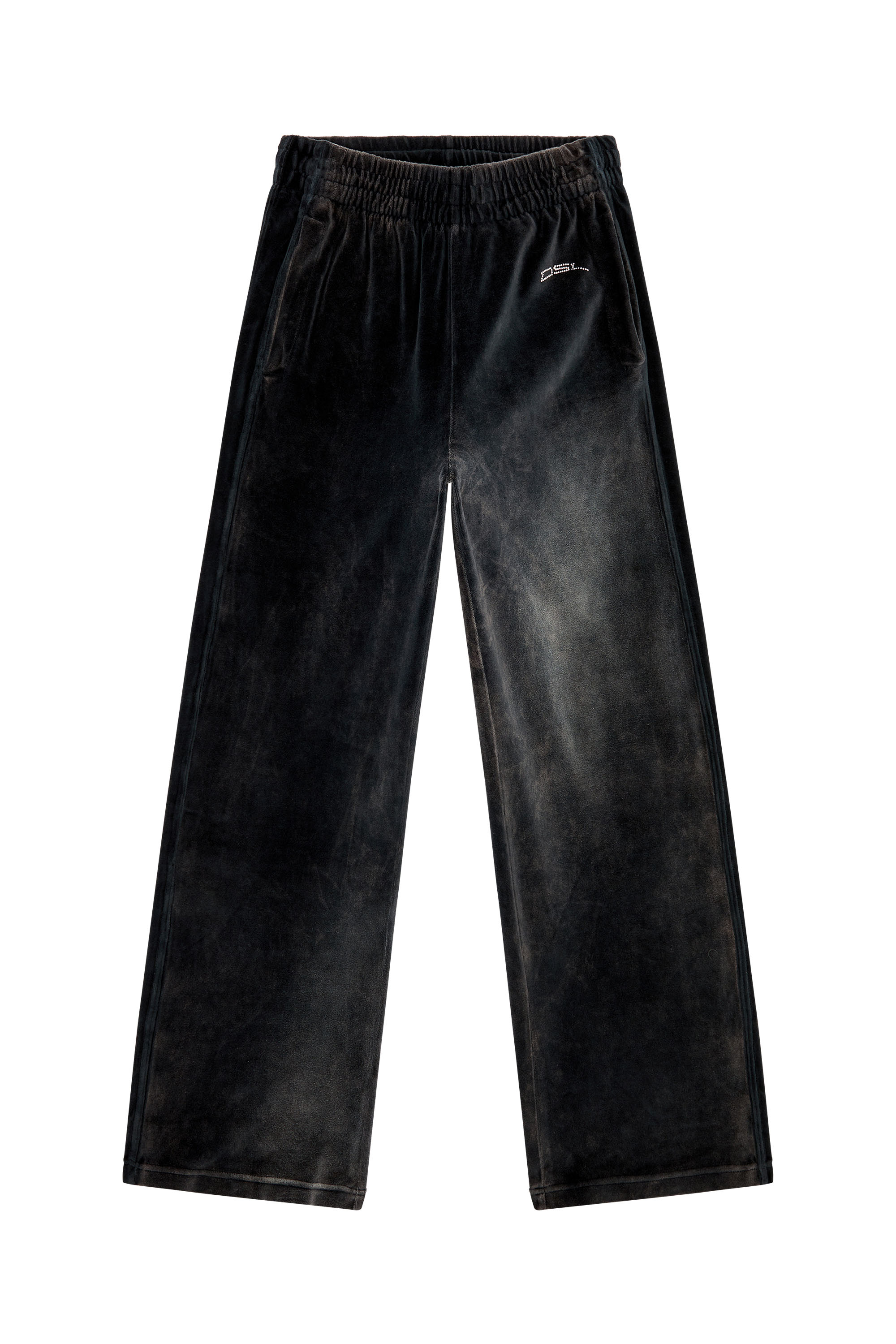 P-MARTYN, Schwarz Diesel - P-MARTYN, Damen Sweathose aus Chenille in Acid-Waschung mit weitem Beinschnitt in Schwarz - 2