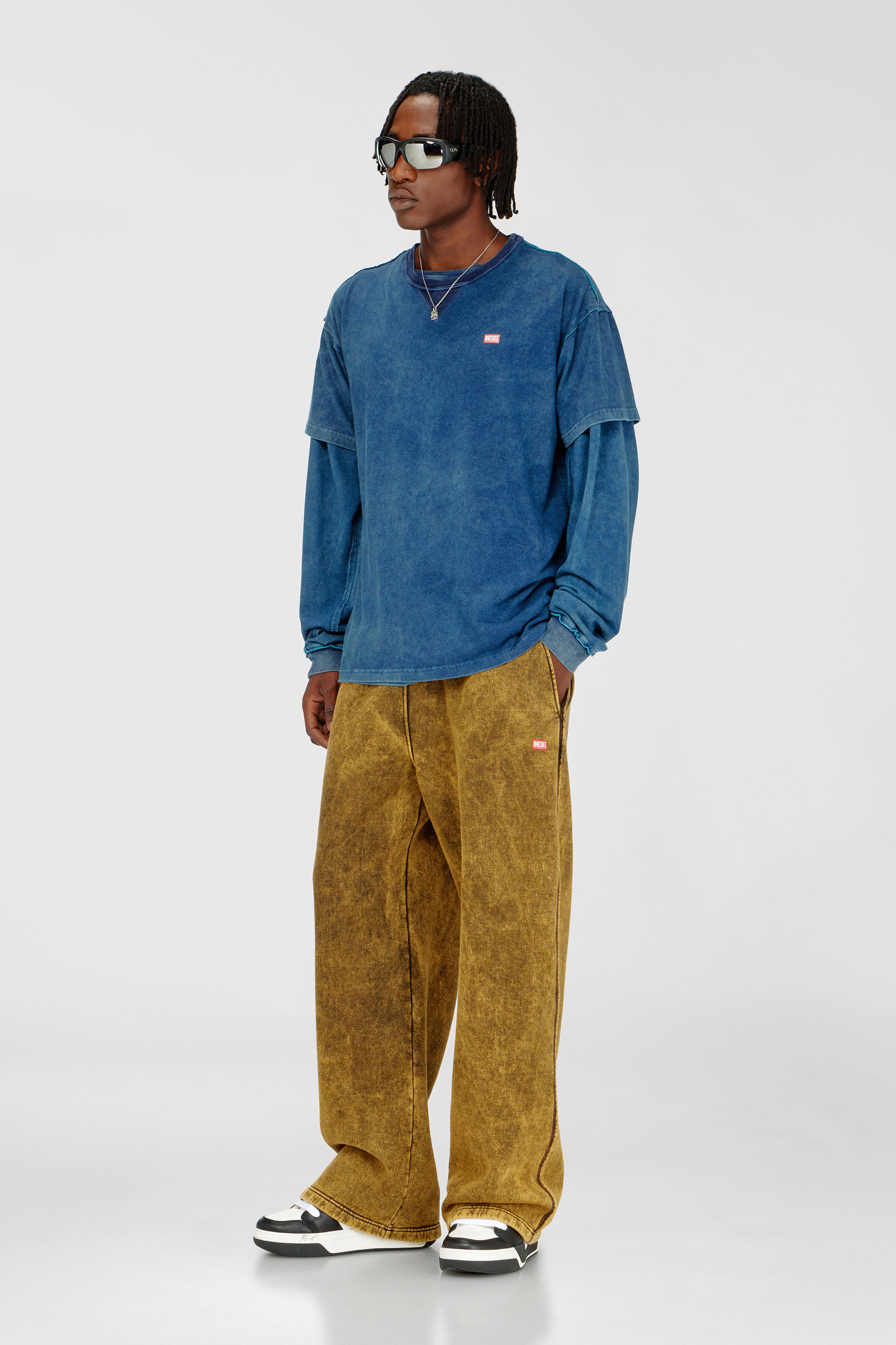 Diesel - T-NORM-RAW, Herren Acid-wash T-Shirt mit ausgefransten Details in Blau - 1