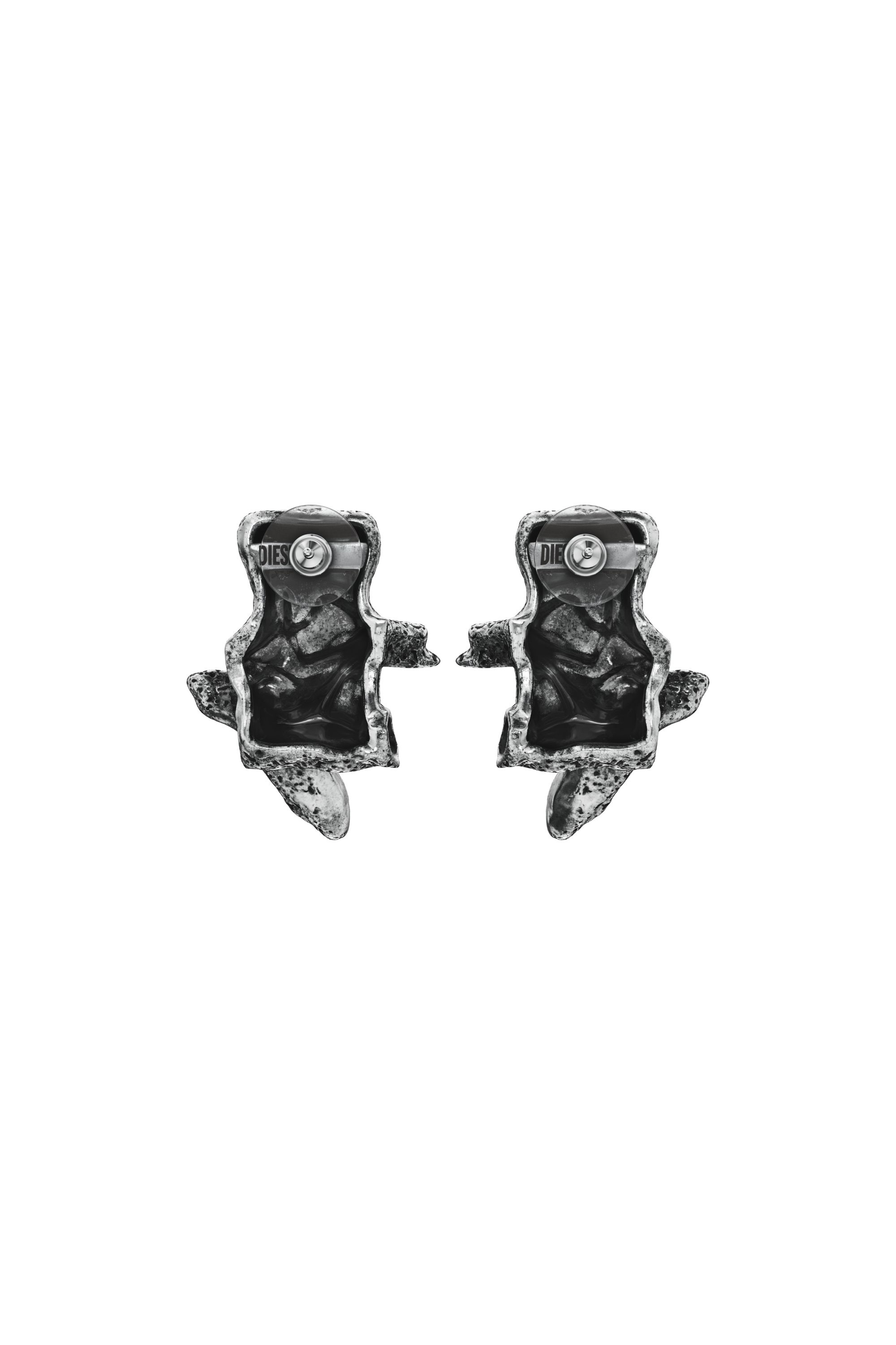 Diesel - DX1710040 JEWELLERY, Unisex Ohrstecker in silberfarben mit Nieten in Dunkelgrau - 3