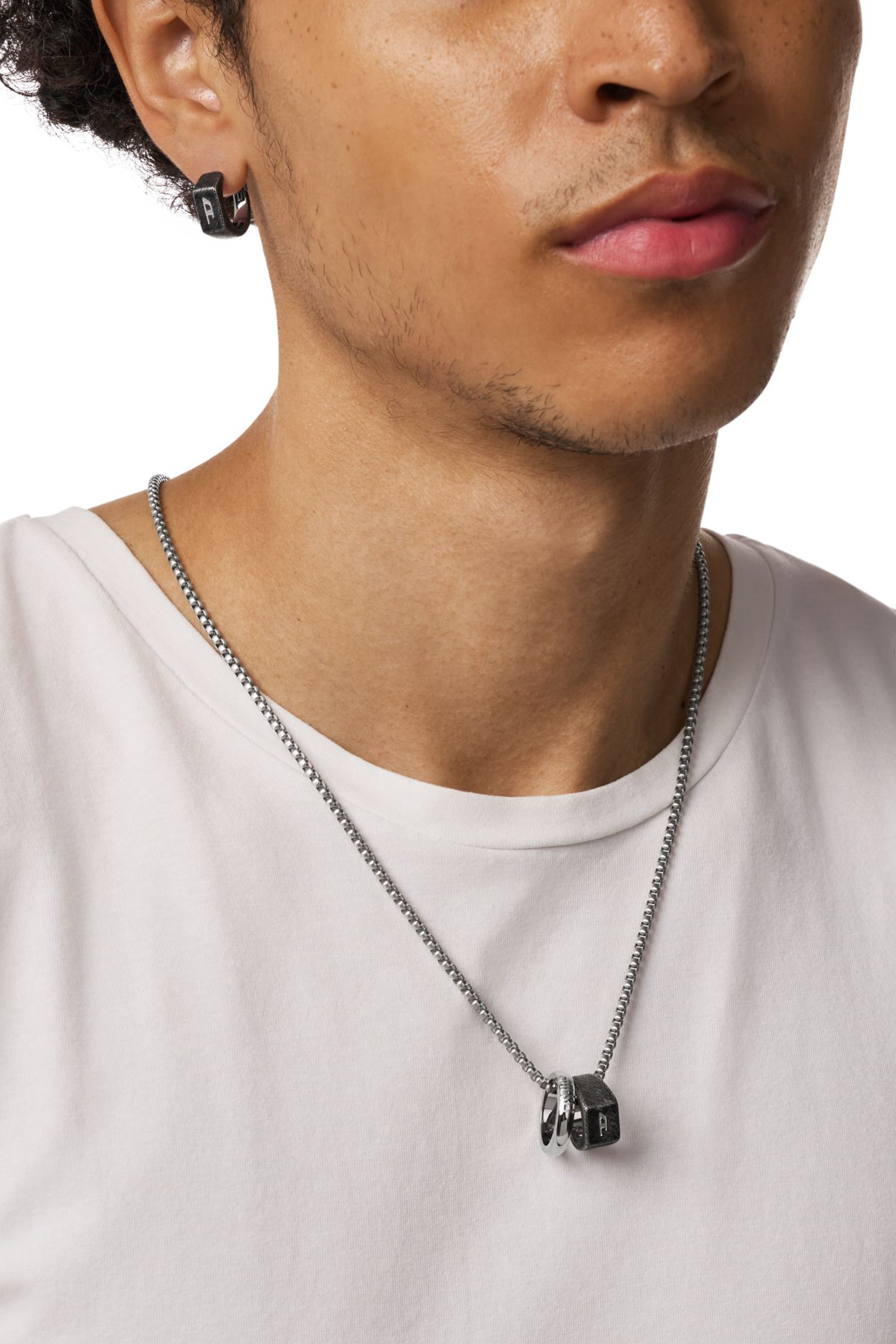 Diesel - DX1654SET JEWELLERY, Unisex Set aus Halskette und Ohrringen aus Edelstahl in Silber - 4
