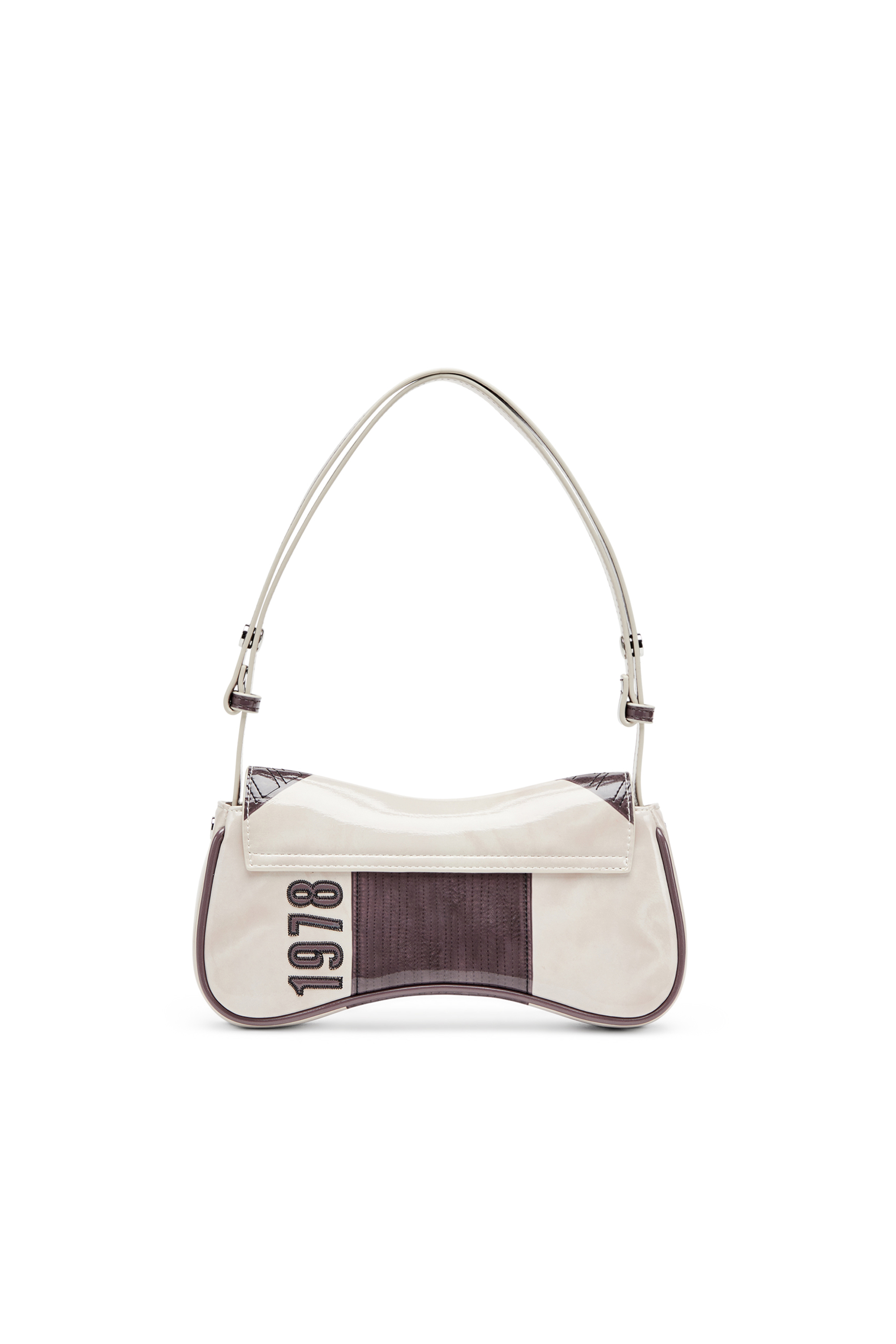 Diesel - PLAY CLUTCH, Damen Play-Gl&auml;nzende Clutch mit Biker-Details in Hellgrau - 3