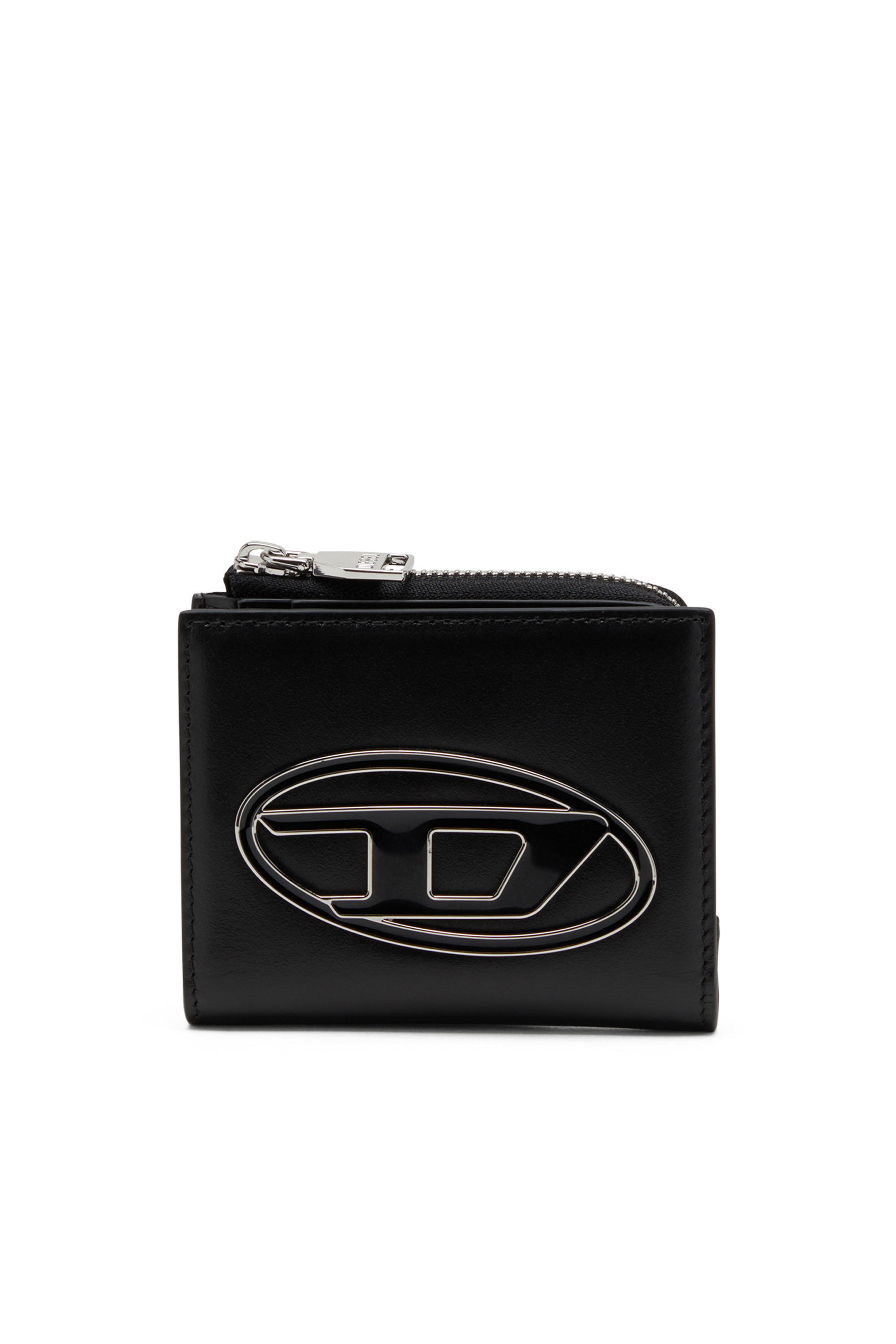 Diesel - 1DR CARD HOLDER ZIP L, Damen Bifold-Kartenetui aus Nappaleder in Schwarz - 1