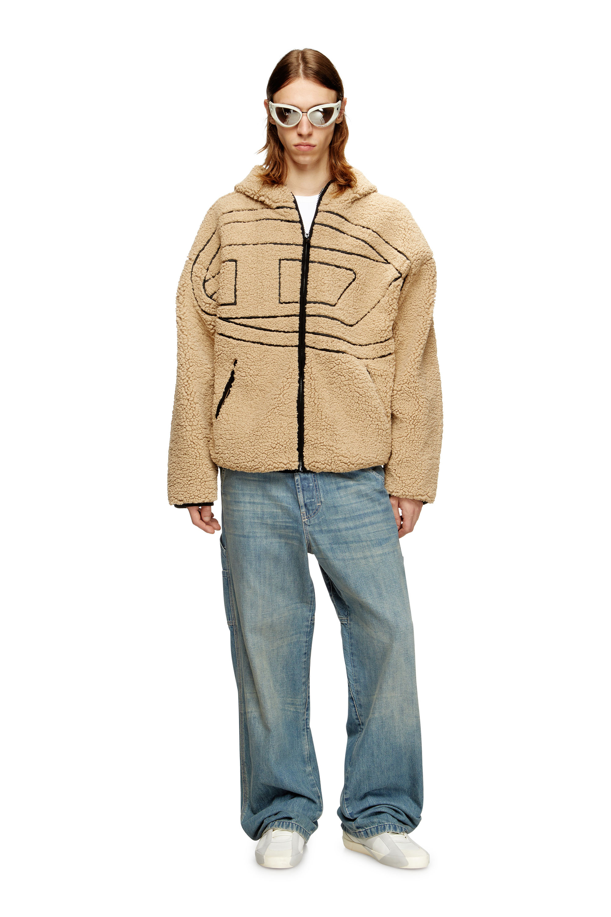 Diesel - S-ZAT, Herren Teddy-Kapuzenpullover in Beige - 2
