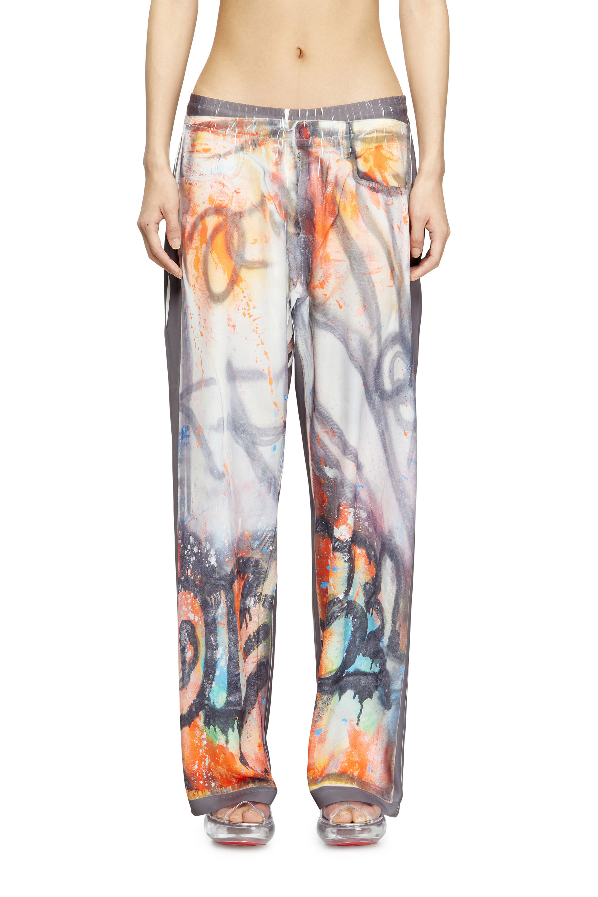 Diesel - P-AFTER-GRAFFITI-USA, Unisex Hose im relaxed Fit mit Graffiti-Print in Grau - 5