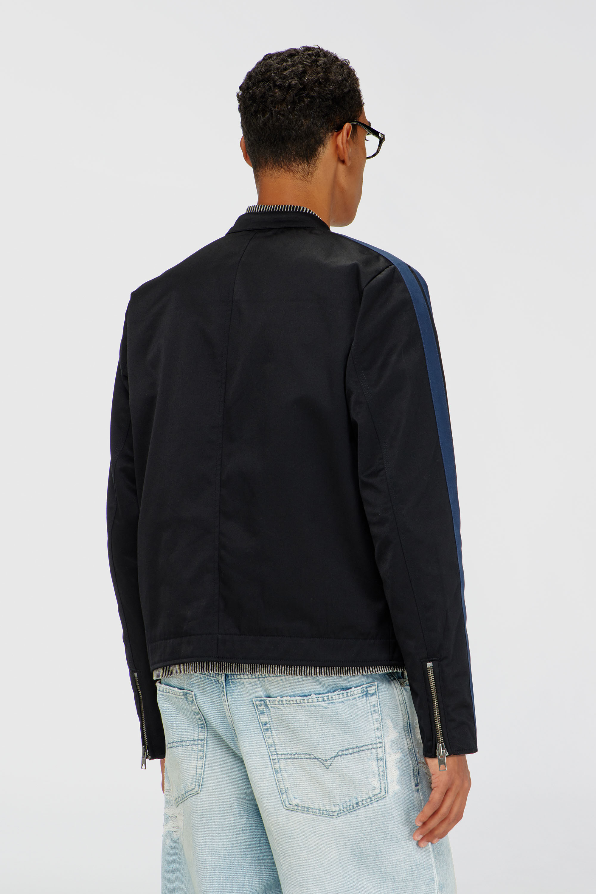 Diesel - J-NAEL, Herren Sportliche Bikerjacke aus technischer Baumwollmischung in Blau/Schwarz - 4