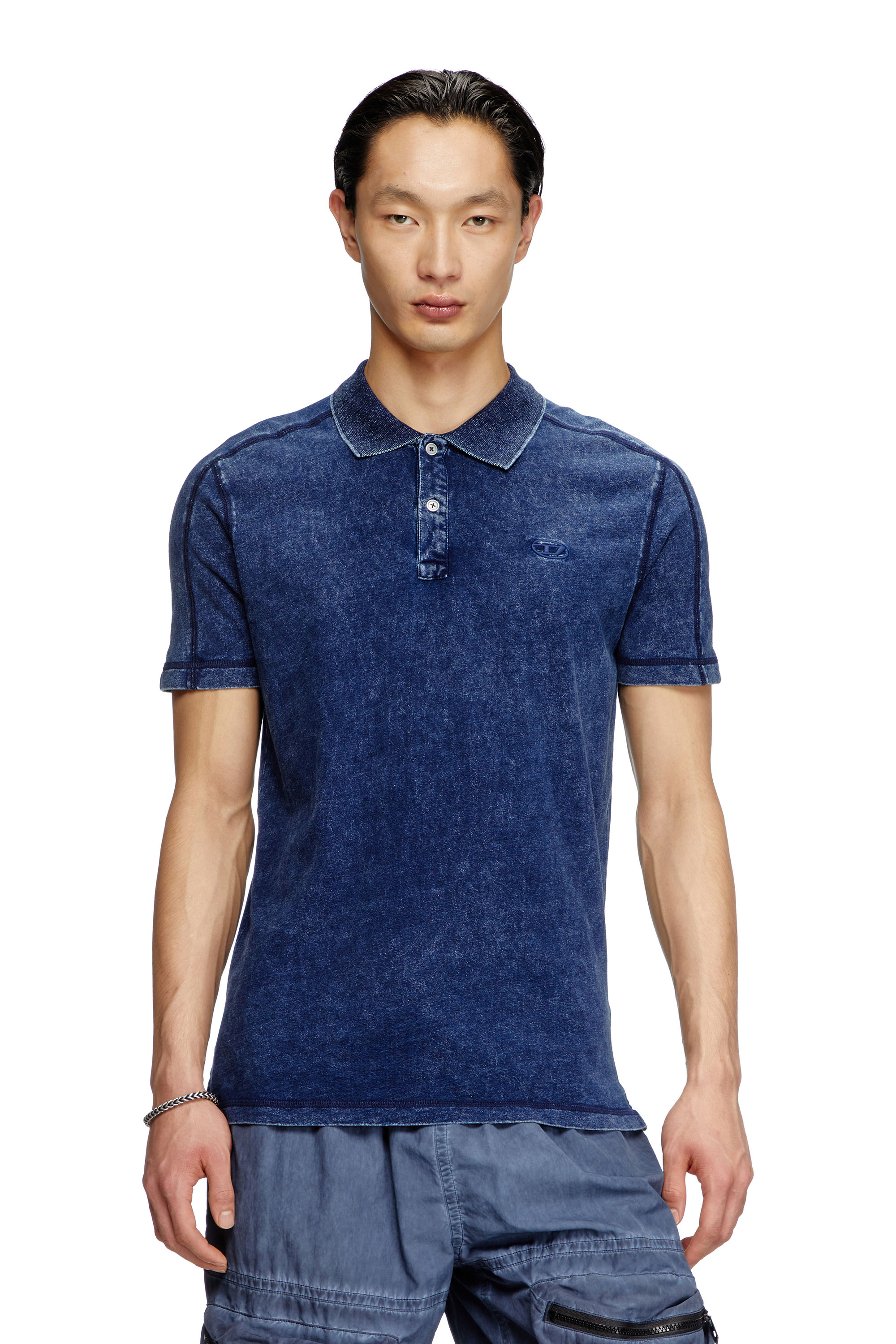 Diesel - T-SWIND-R1, Herren Poloshirt in Denim-Optik in Blau - 3