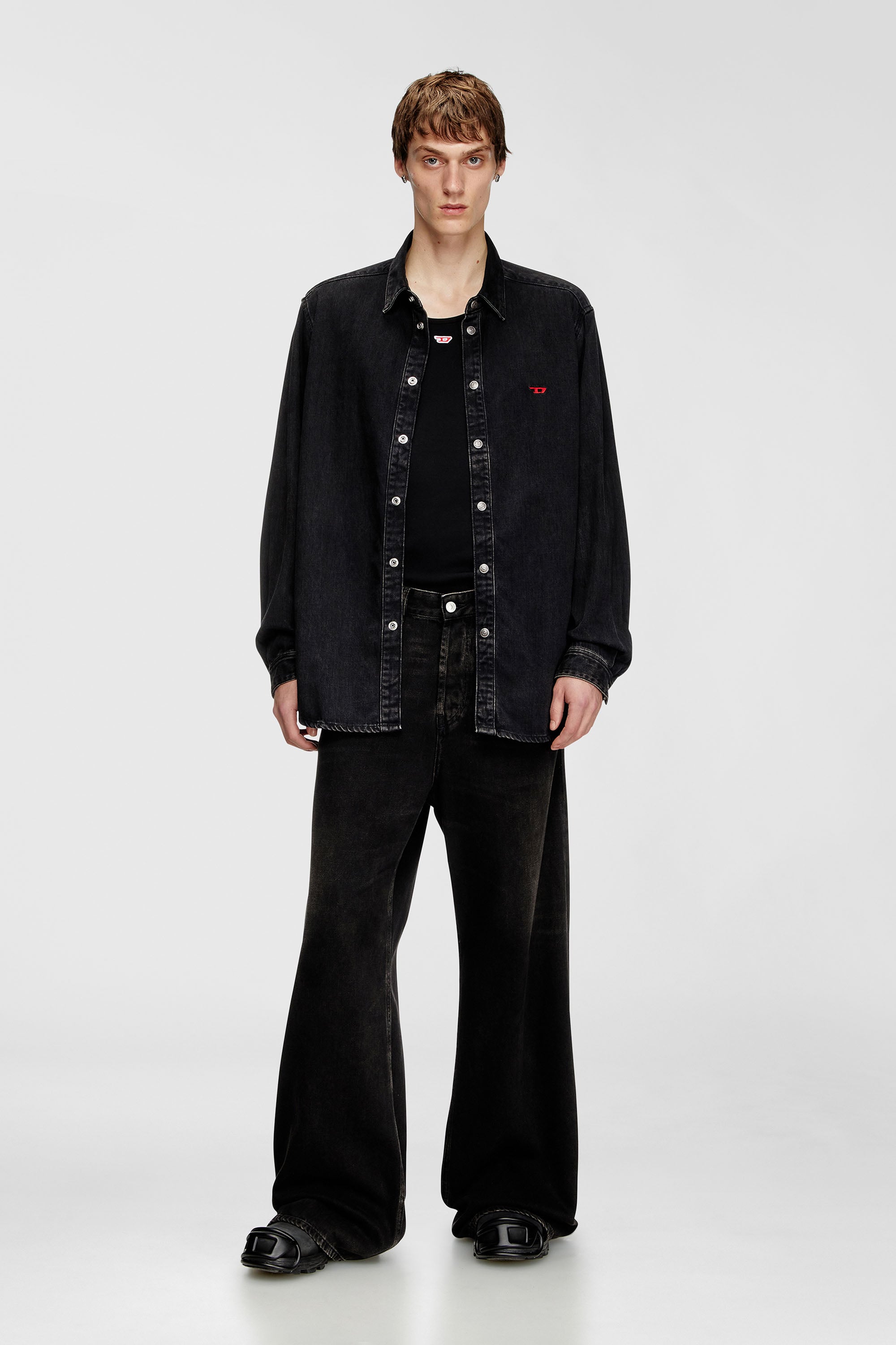 Diesel - D-SIMPLY, Man's Shirt in Tencel denim in Black - 2