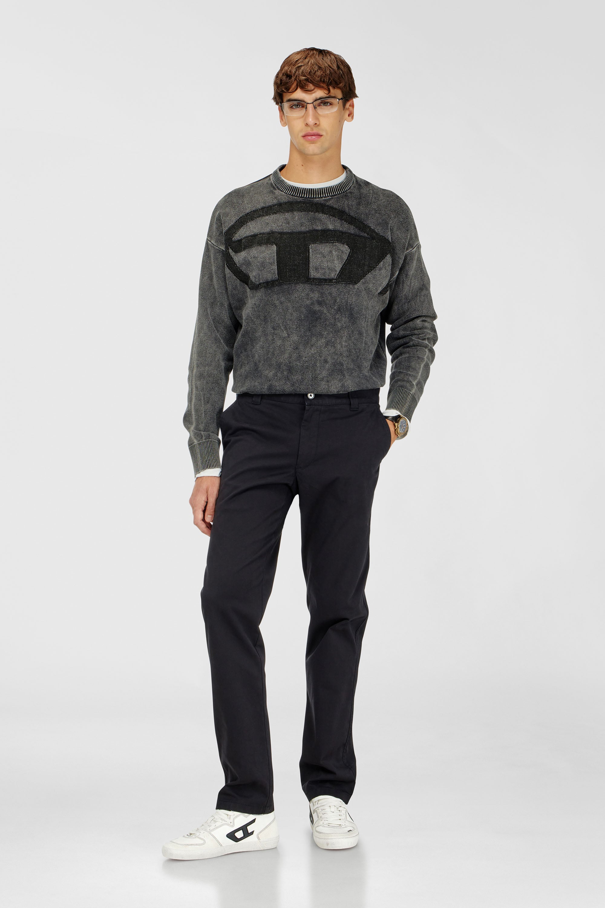 Diesel - K-UTTER, Herren Pullover mit Denim-Effekt und Oval D Logo in Schwarz - 2