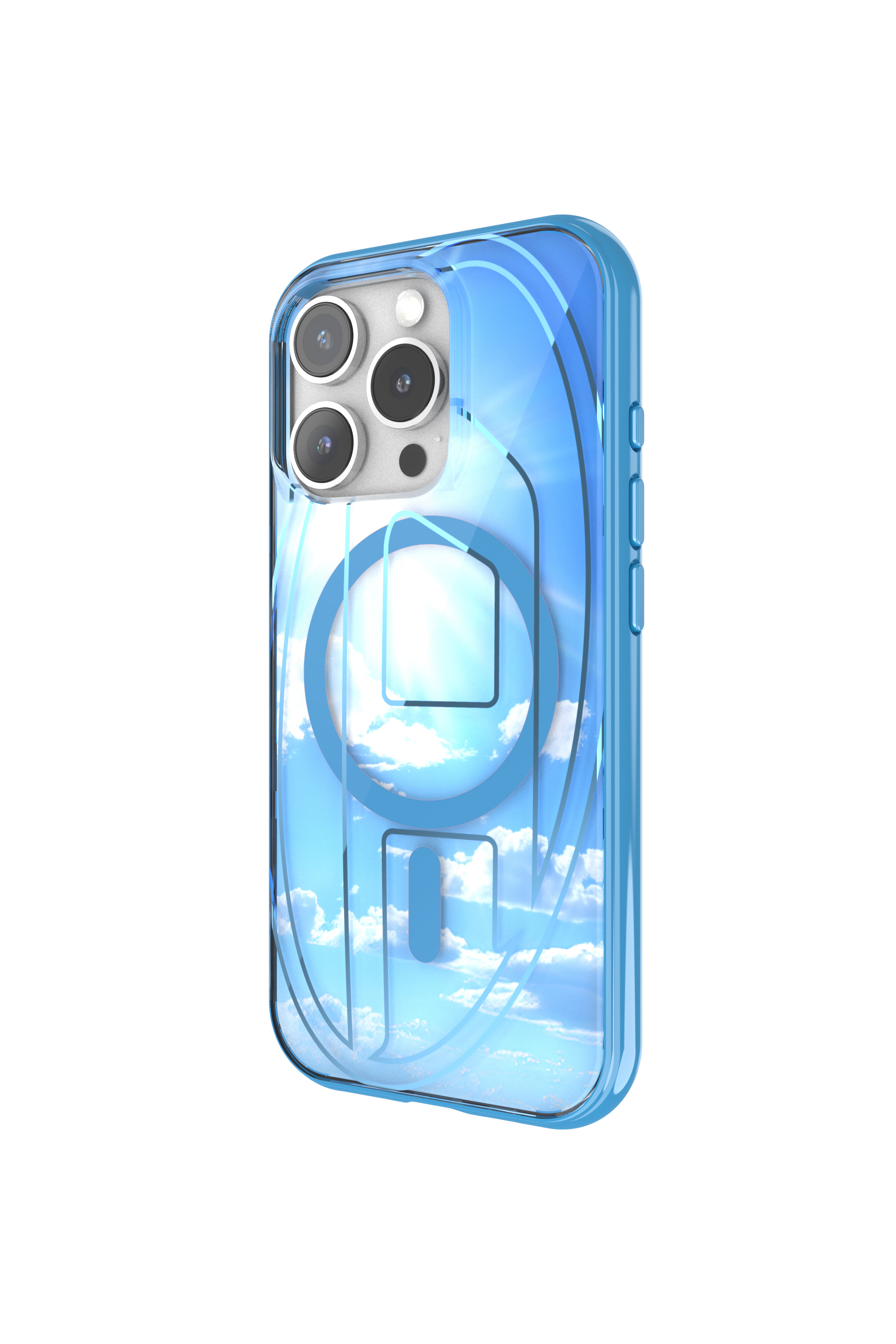 Diesel - 60253 AOP CASE, Unisex Oval D Hülle mit MagSafe iPhone 16 Pro in Azurblau - 2