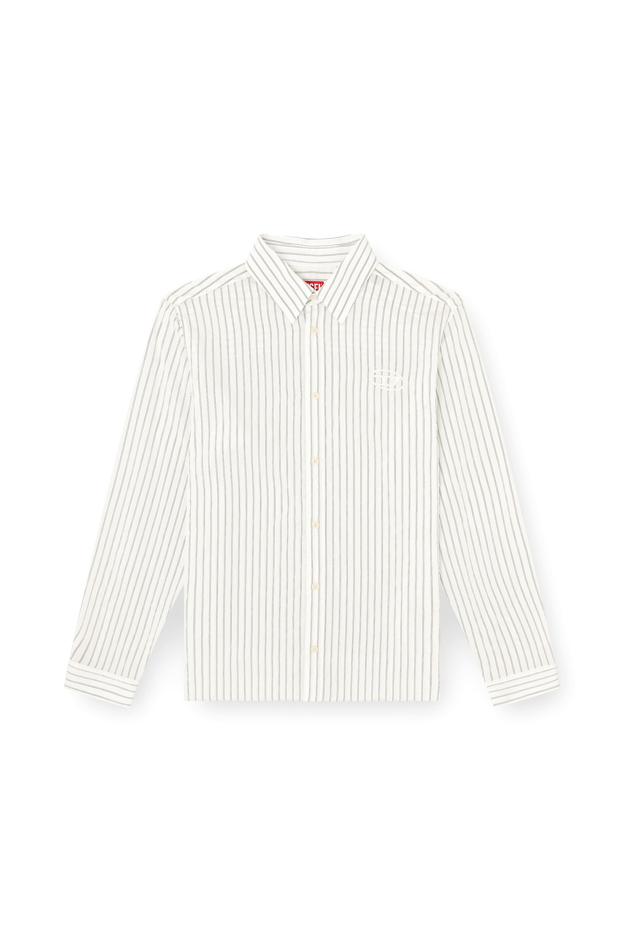 Diesel - S-SIMPLY-GSBG, Herren Hemd aus Wollmischung mit Oval-D-Stickerei in Grau/Weiss - 3