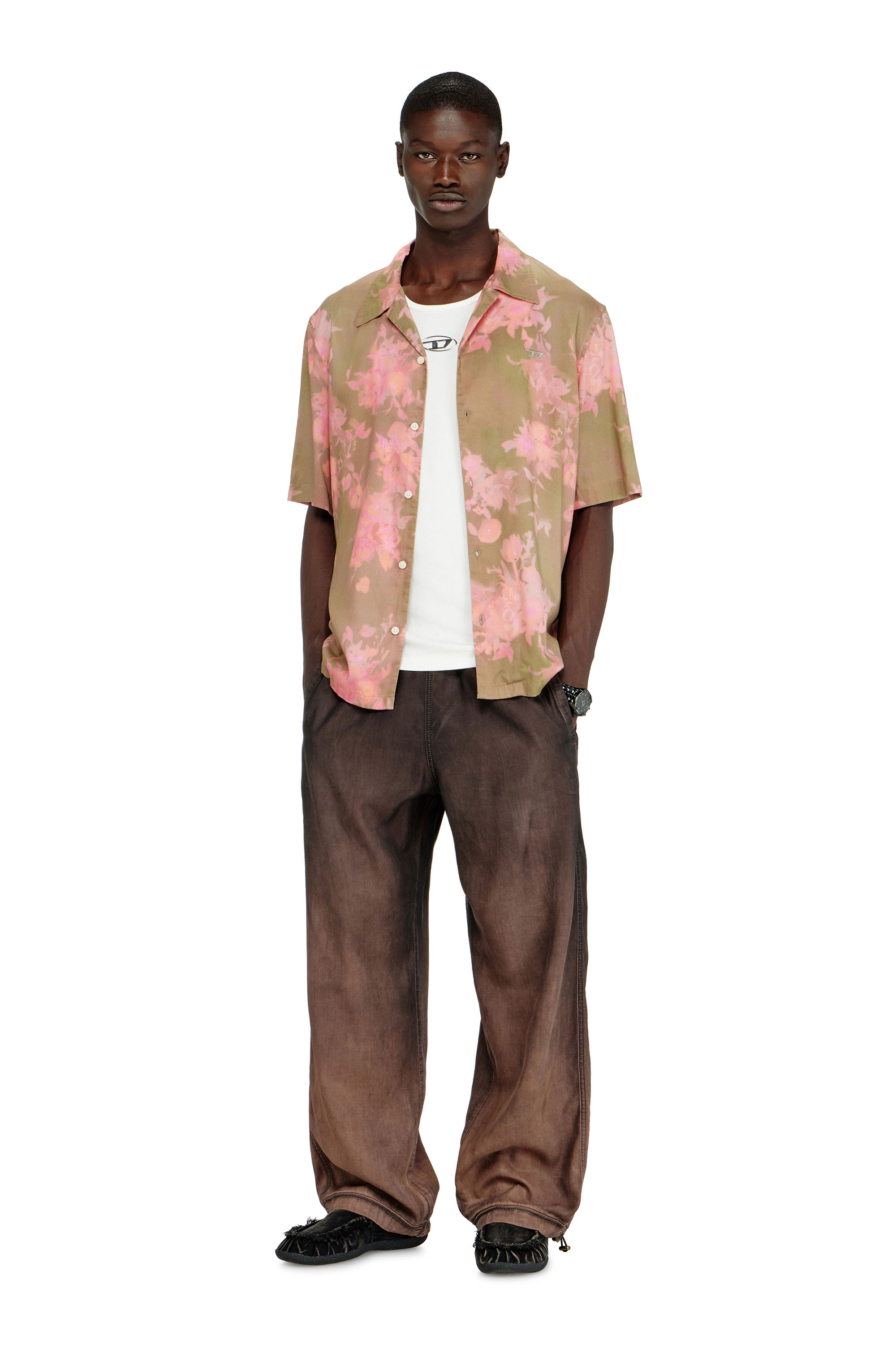 Diesel - S-BRAD-QMCE, Herren Lyocell-Hemd mit durchg&auml;ngigem Blumenmuster in null - 1