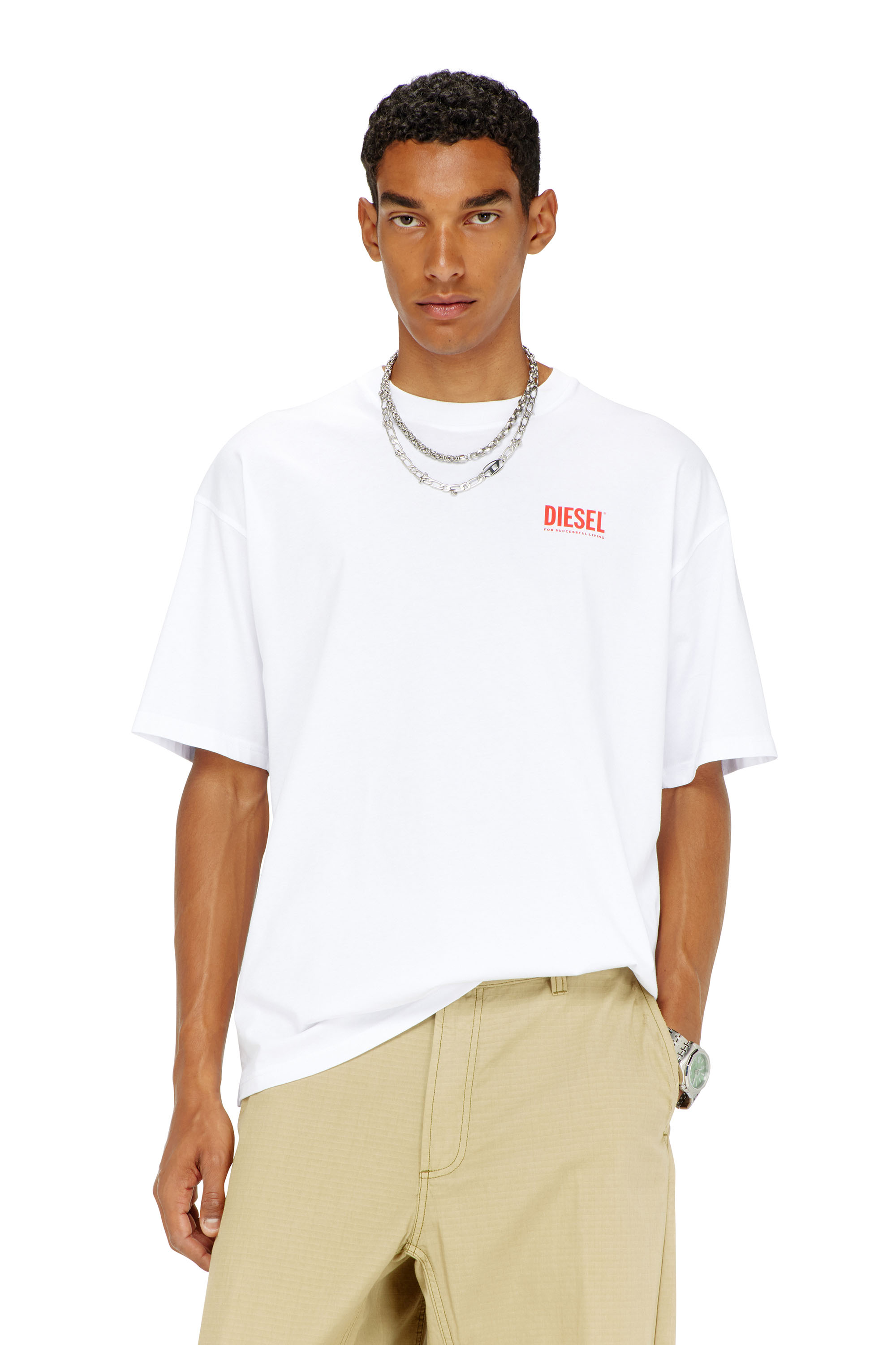 Diesel - T-BOXT-BISK, Herren Baumwoll-T-Shirt mit Diesel-Biscotto-Print in Wei&szlig; - 3