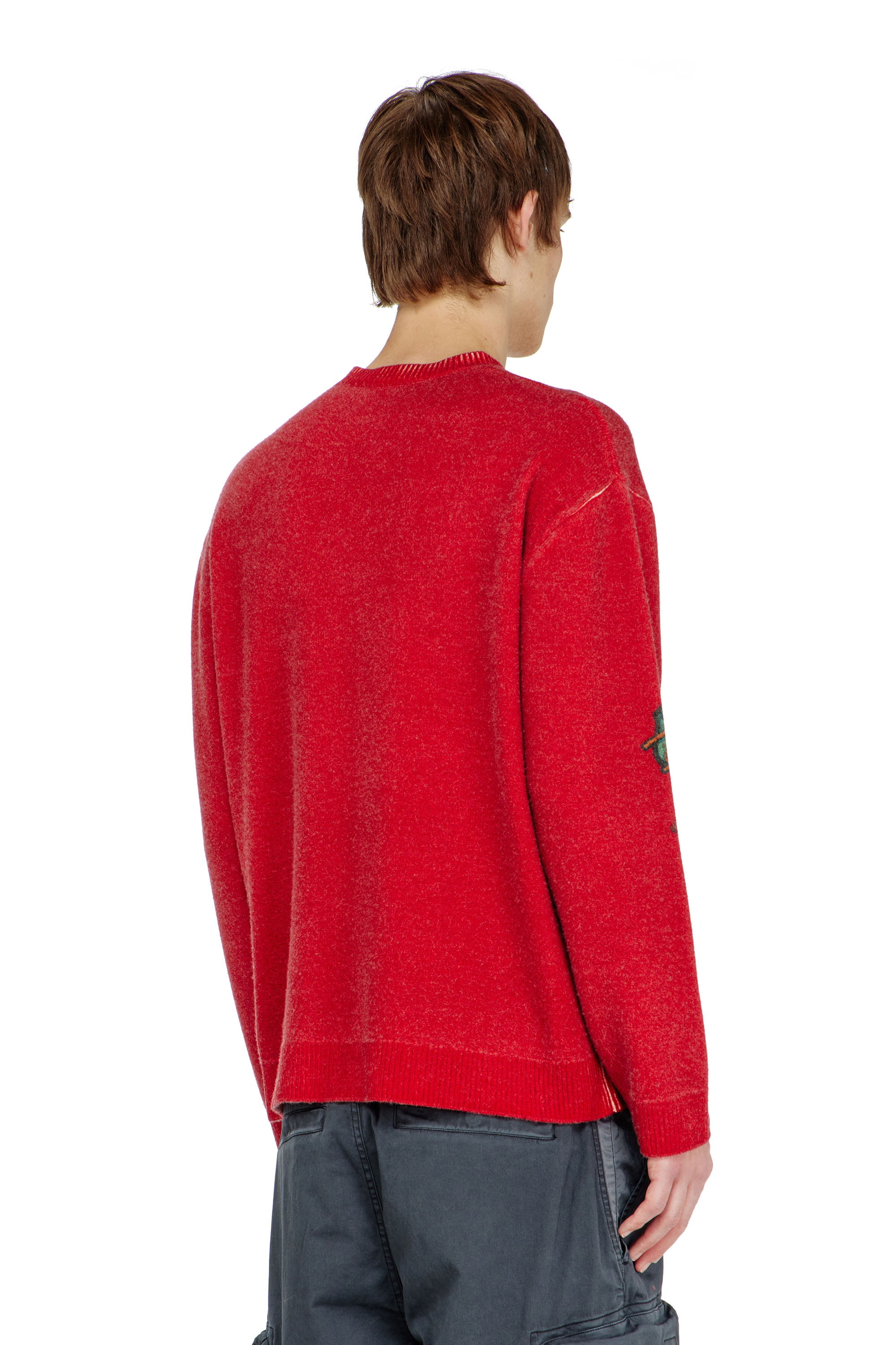 Diesel - K-PATCY, Herren Wollpullover mit bedruckten patches in Rot - 4