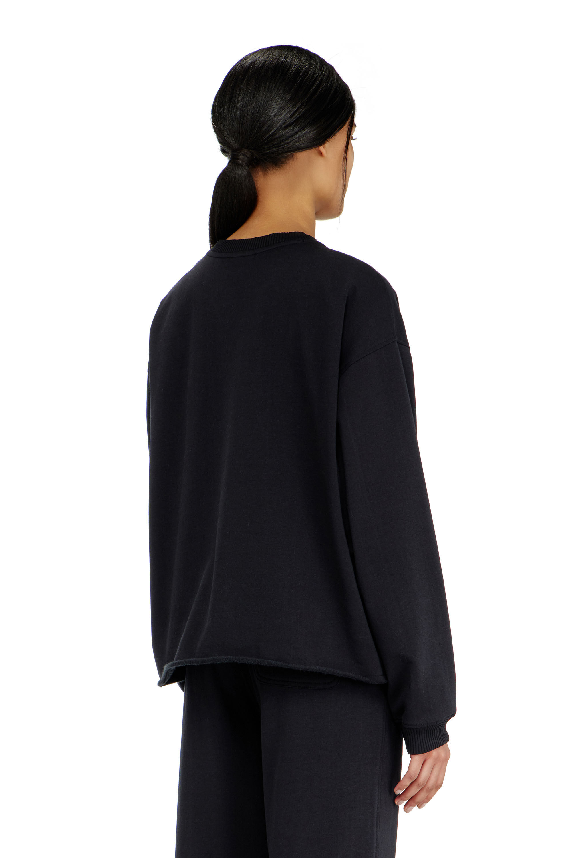 Diesel - PATRICIA-D-CORE, Damen Aufgerautes Sweatshirt mit offener Kante in Schwarz - 3