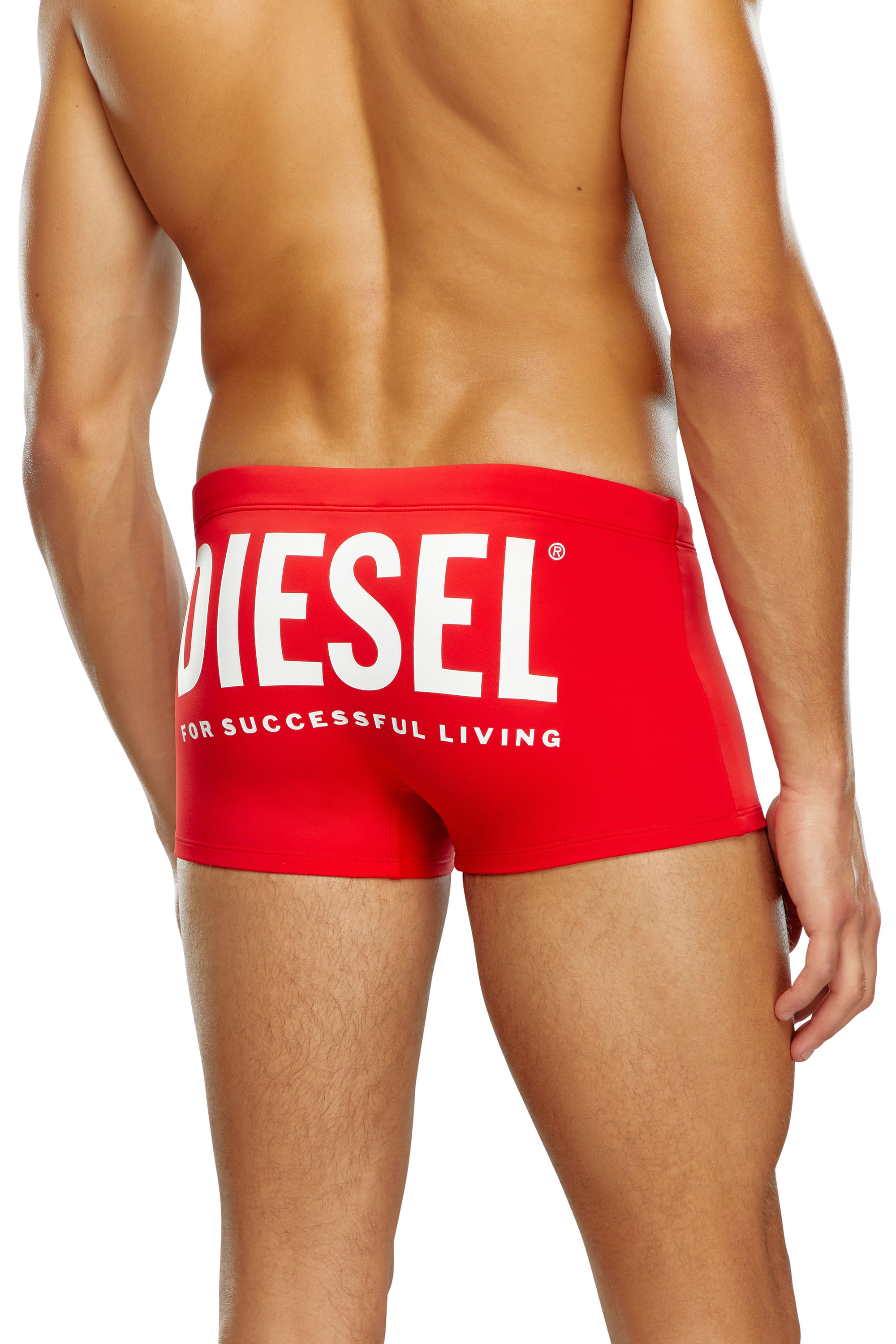 Diesel - BMBX-BRAD, Man Swim boxer briefs with back logo print in Red - Image 3