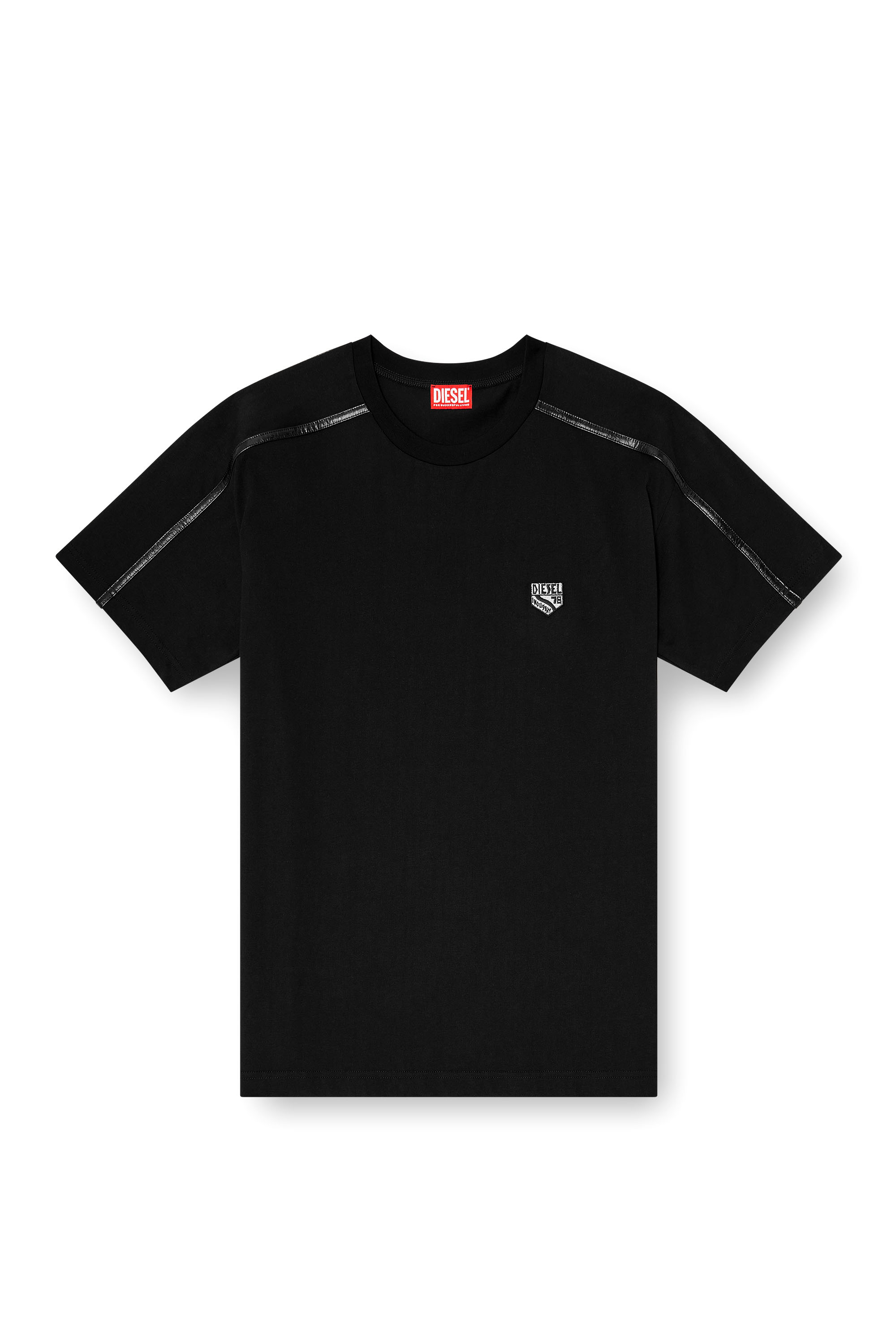 Diesel - T-NORM-FL, Herren T-shirt mit Kontrastabschl&uuml;ssen und Logo patch in Schwarz - 3