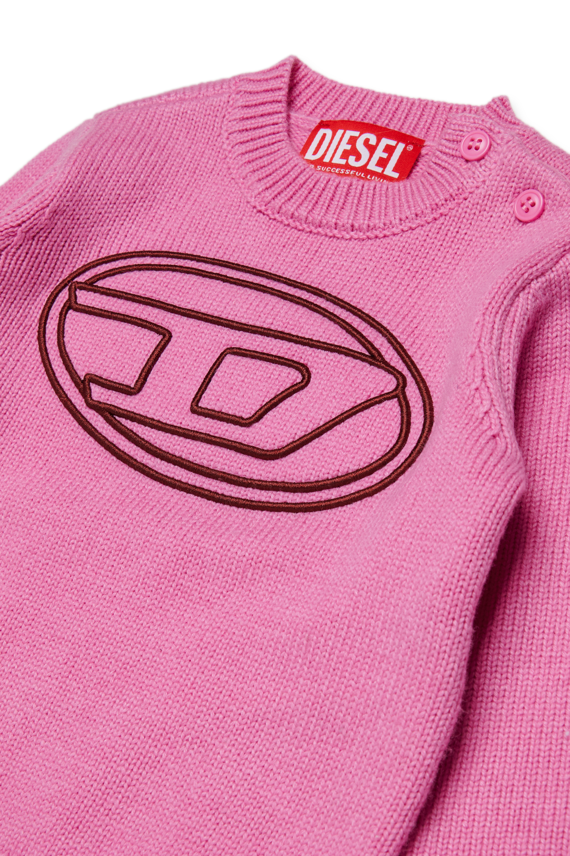 Diesel - KOMYB, Herren Pullover mit Kaschmiranteil und gro&szlig;em Oval D in Rosa - 3