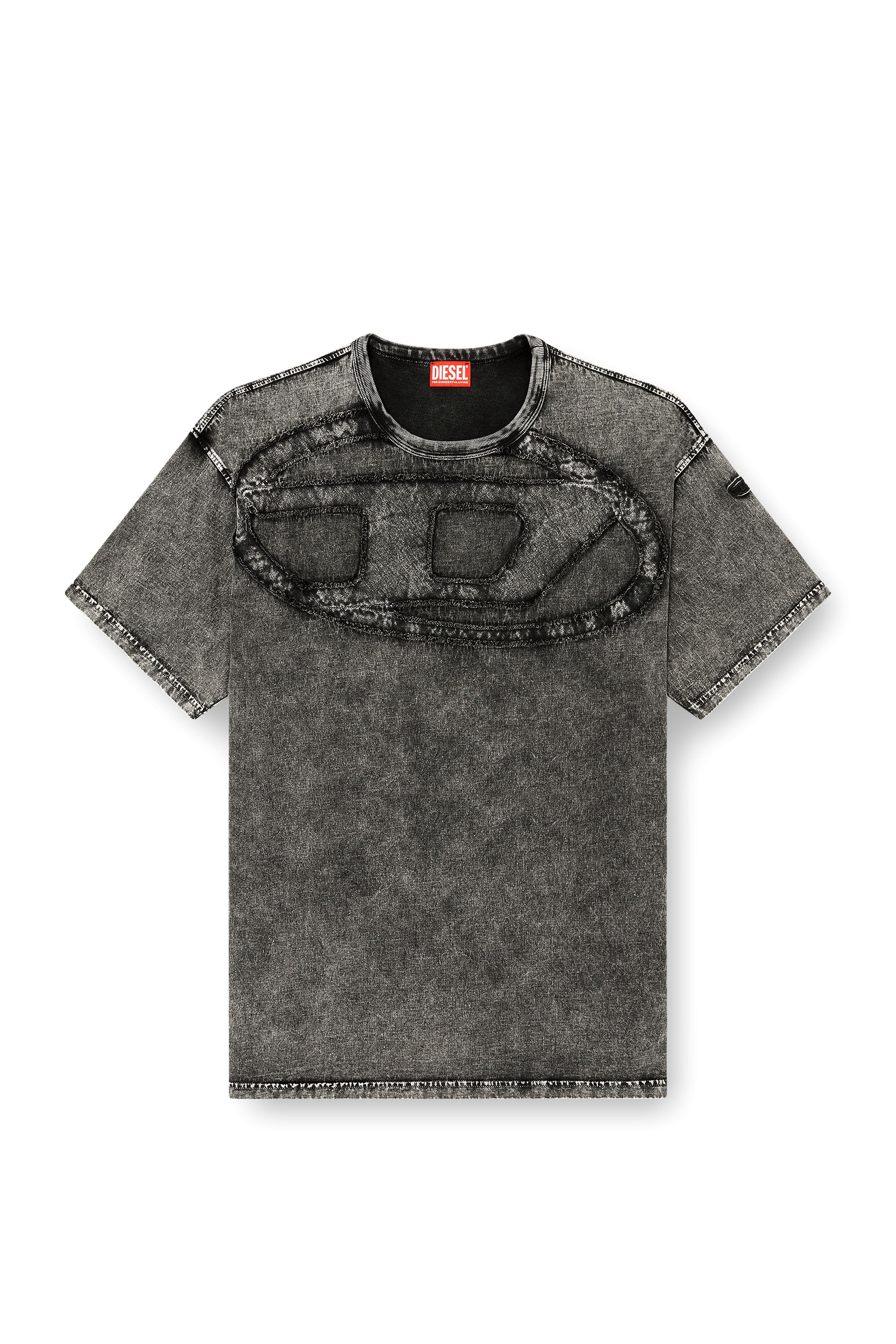 Diesel - T-BOXT-DEN, Man's Relaxed cotton T-shirt with Oval D applique in Black - 2