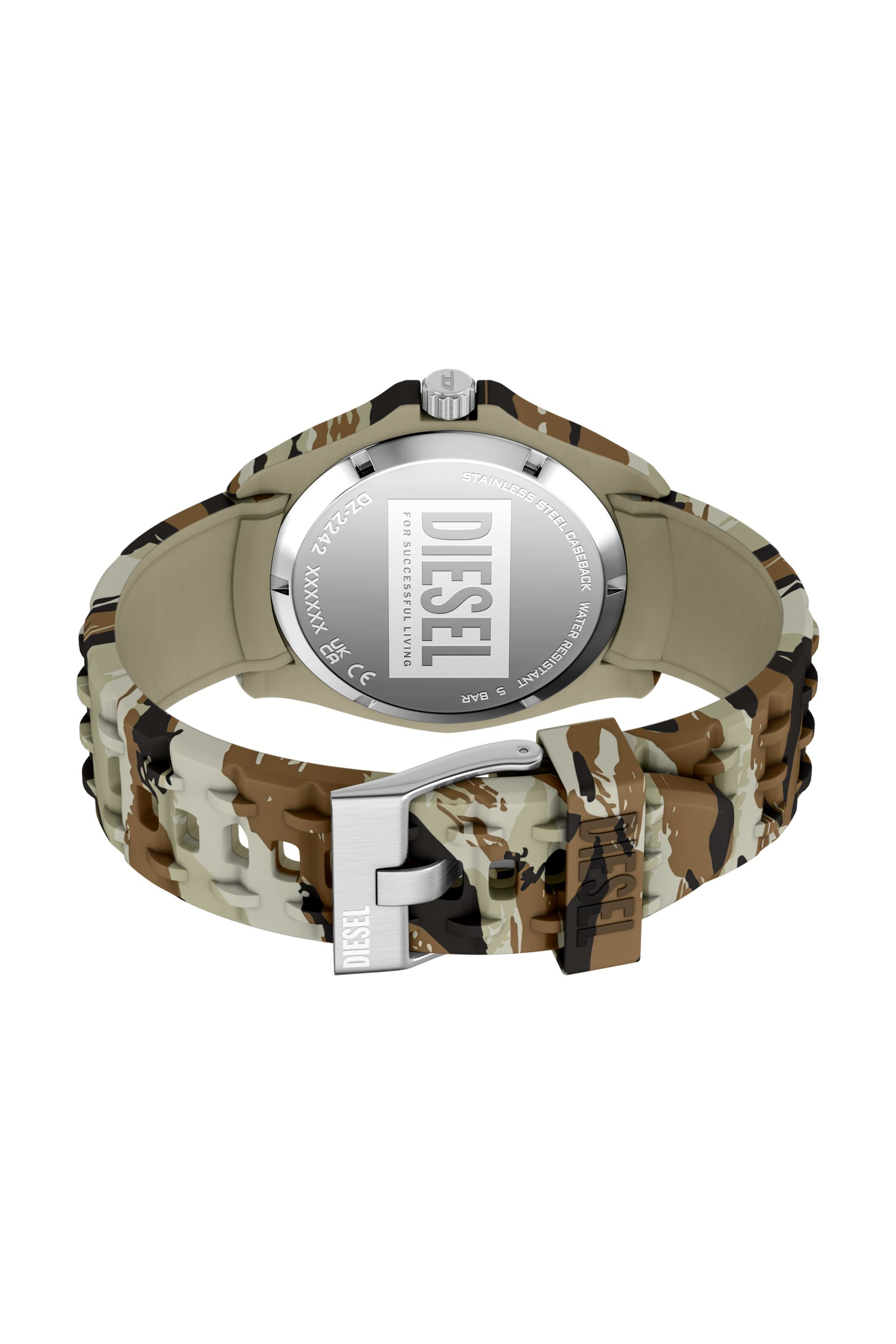 Diesel - DZ2242 WATCH, Herren Stinger camo silicone watch in Braun/Gr&uuml;n - 5