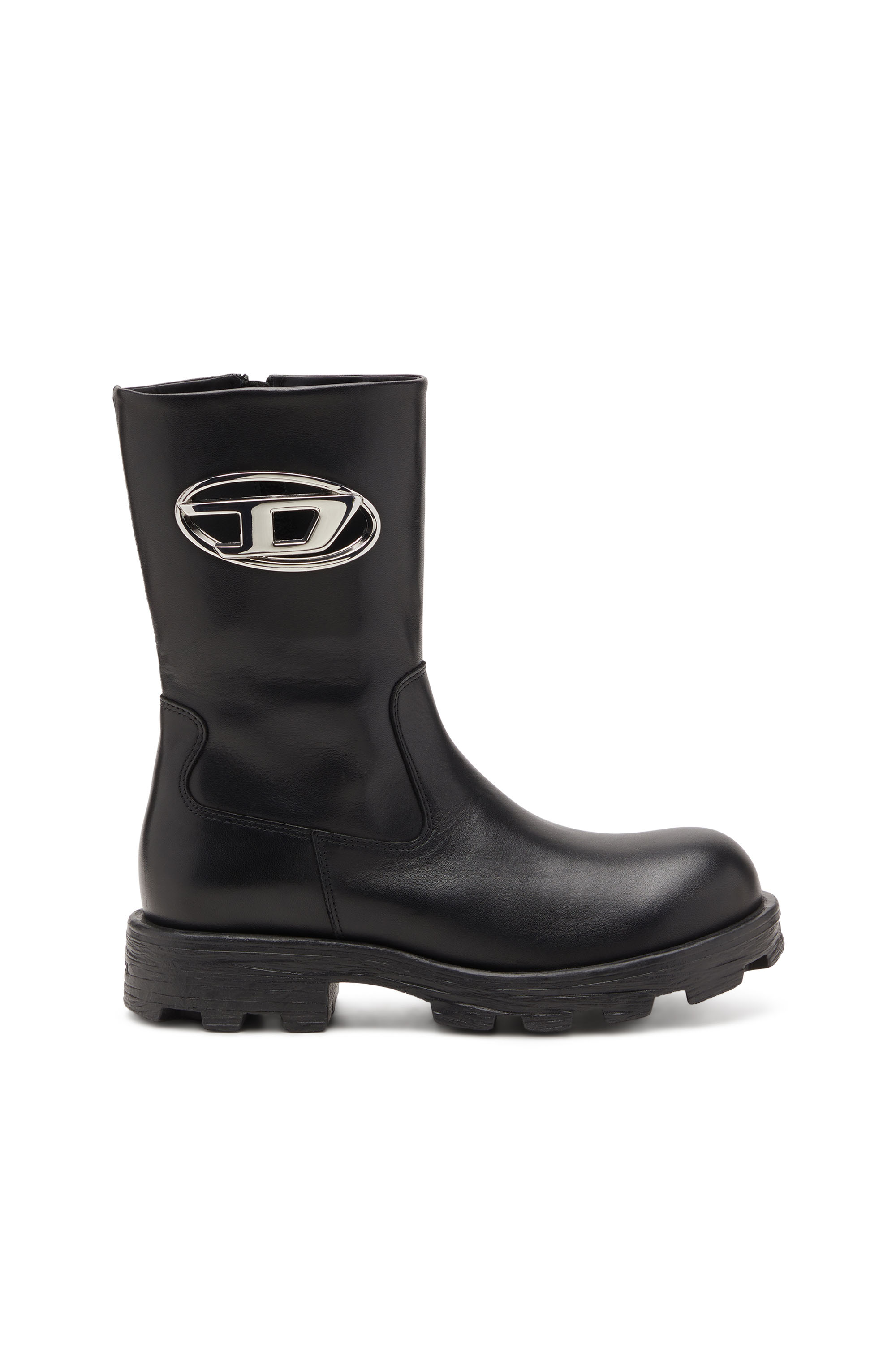 Diesel - D-HAMMER BKR D W, Damen D-Hammer-Bikerstiefel aus Hochglanzleder in null - 1