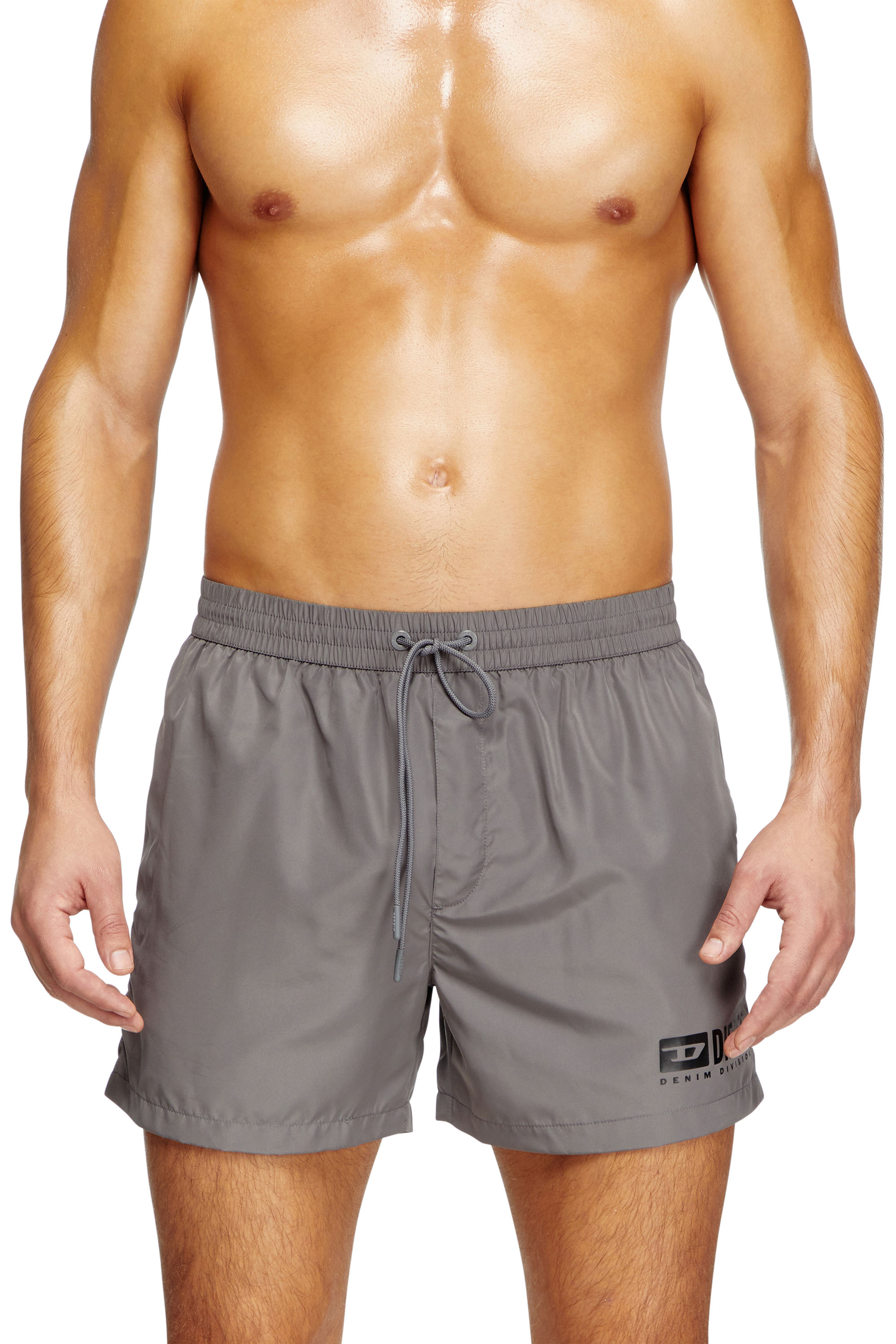 Diesel - KEN-37-D-BOX, Herren Mittellange Badeshorts mit Logo-Print in Grau - 2