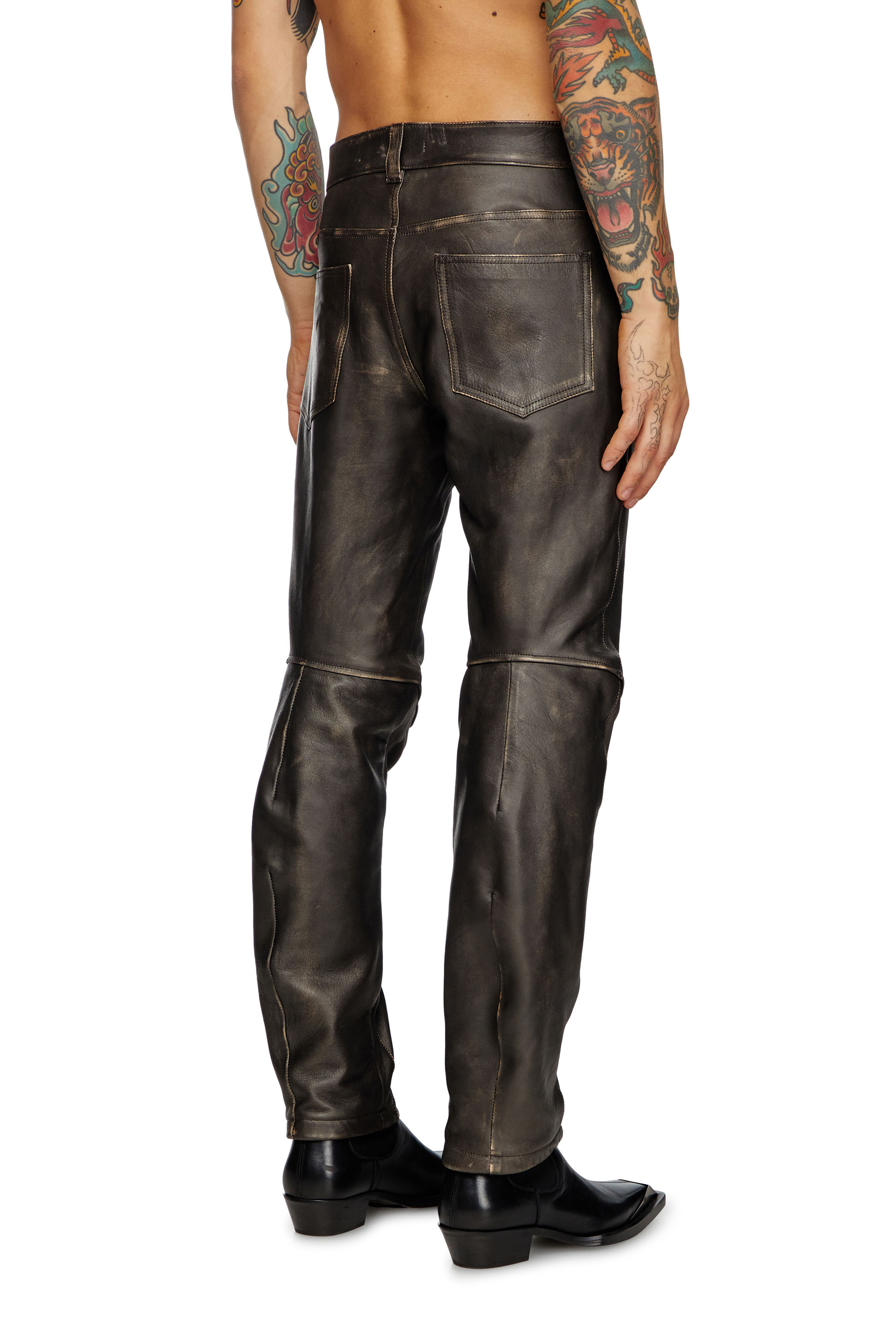 Diesel - P-NASH-LEAT, Herren Distressed-Lederhose in Schwarz - 3