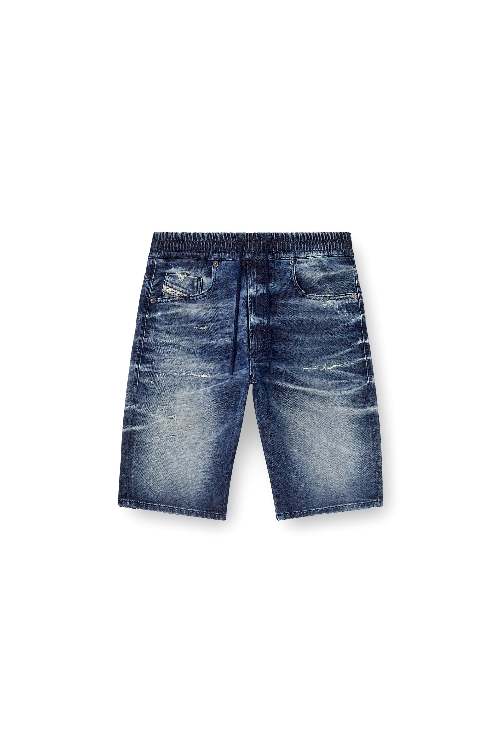 Diesel - 2033 D-KROOLEY-SHORT JOGG, Herren Slim-Fit-Shorts aus behandelten JoggJeans in Blau - 4