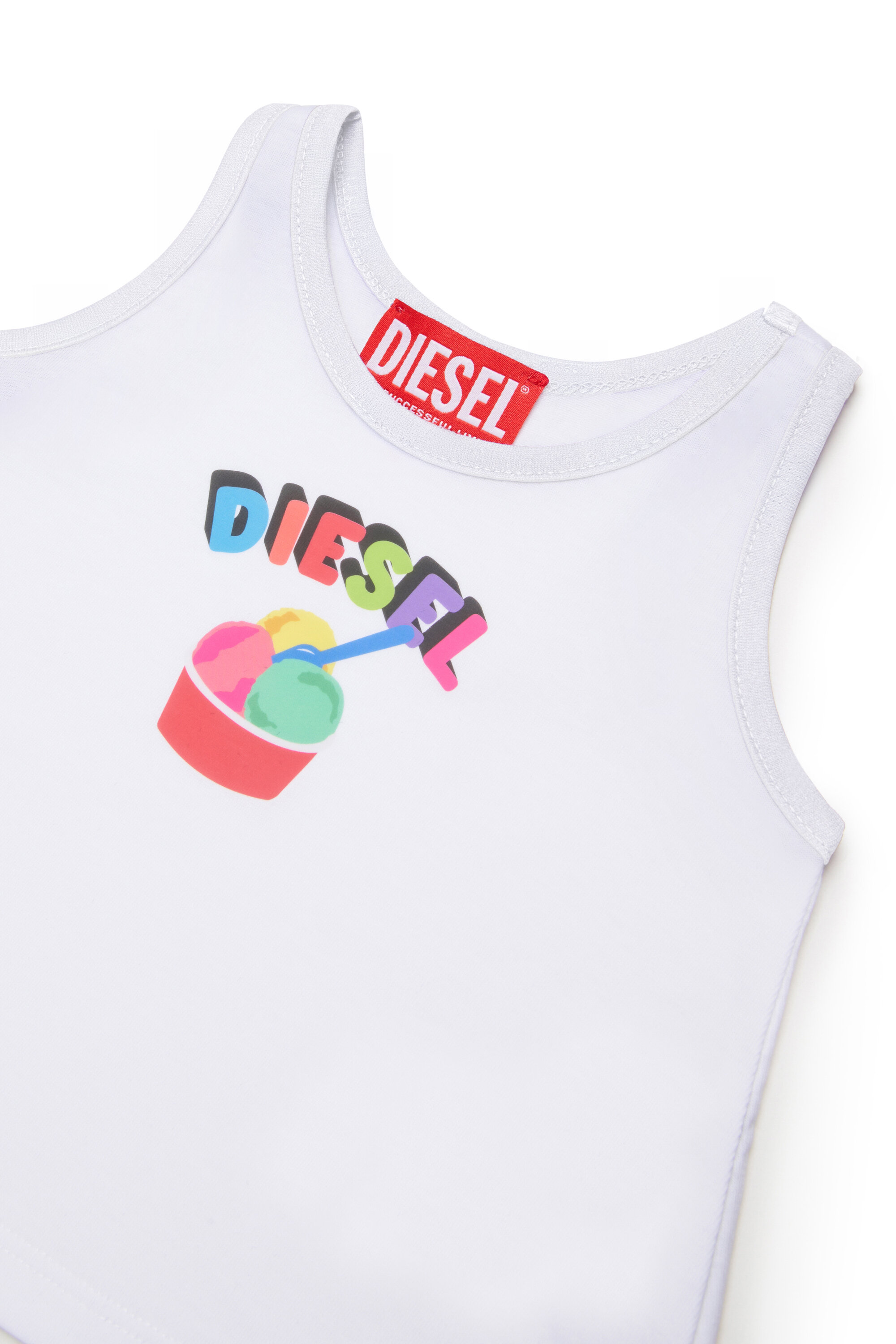 Diesel - MTICEB, Damen Baumwoll-Tanktop mit Eiscreme-Print in Wei&szlig; - 3
