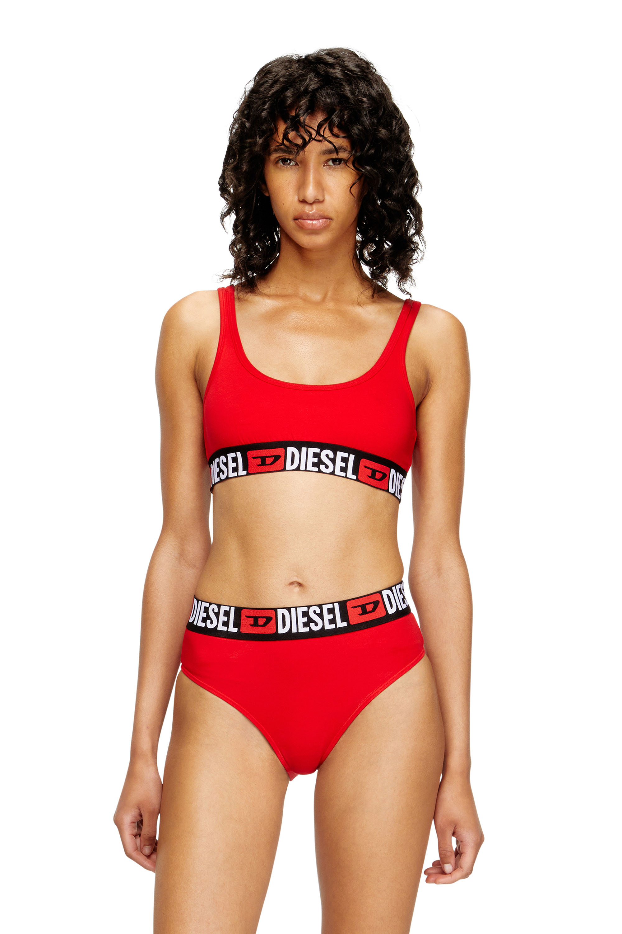 Diesel - UFSB-ORIBA, Damen Bralette mit Logoband in Rot - 3