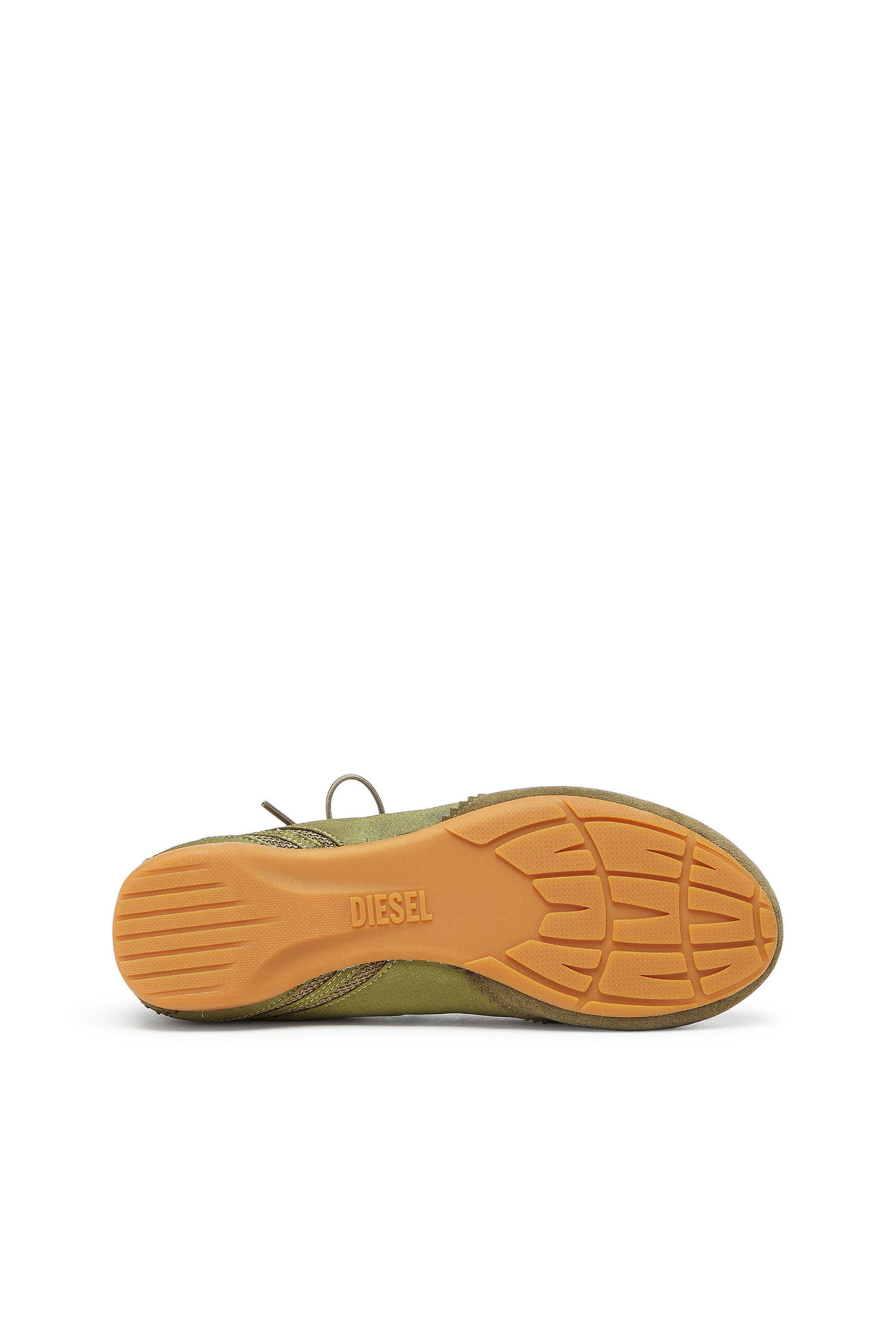 Diesel - D-MILE BALLERINA LACE UP II W, Woman's D-Mile - Lace-up ballerina flats in leather and mesh in Military Green - 5