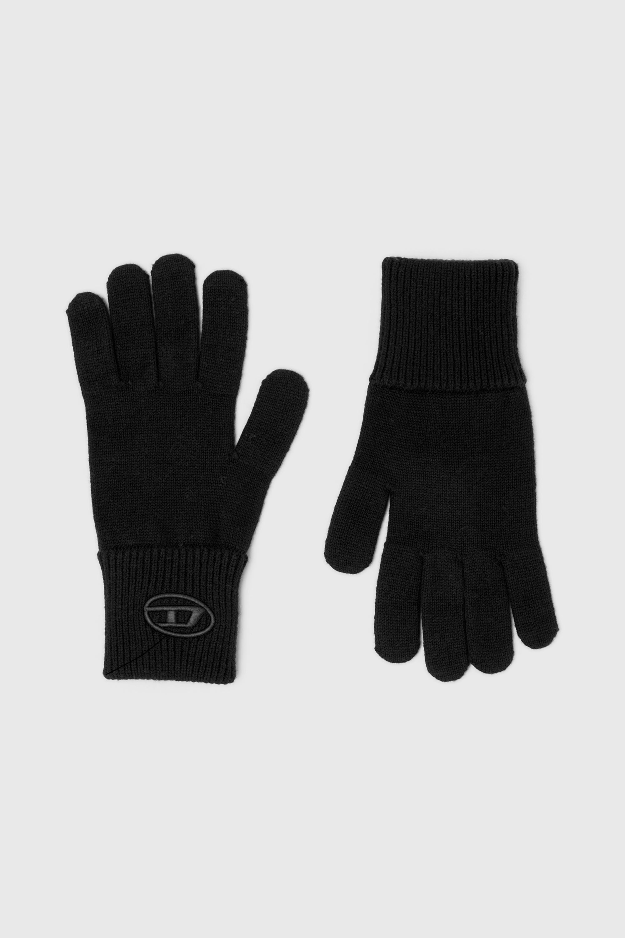 Diesel - K-CODY-A, Unisex Wollmischung Handschuhe mit eingesticktem Logo in Schwarz - 1
