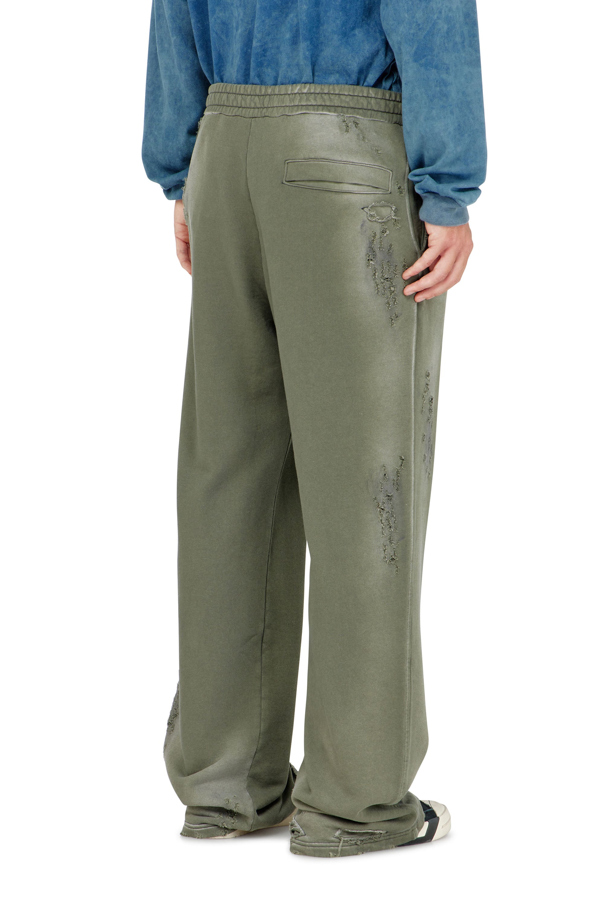 Diesel - P-KEITH, Man's Cotton sweatpants with destroyed effect in Military Green - 3
