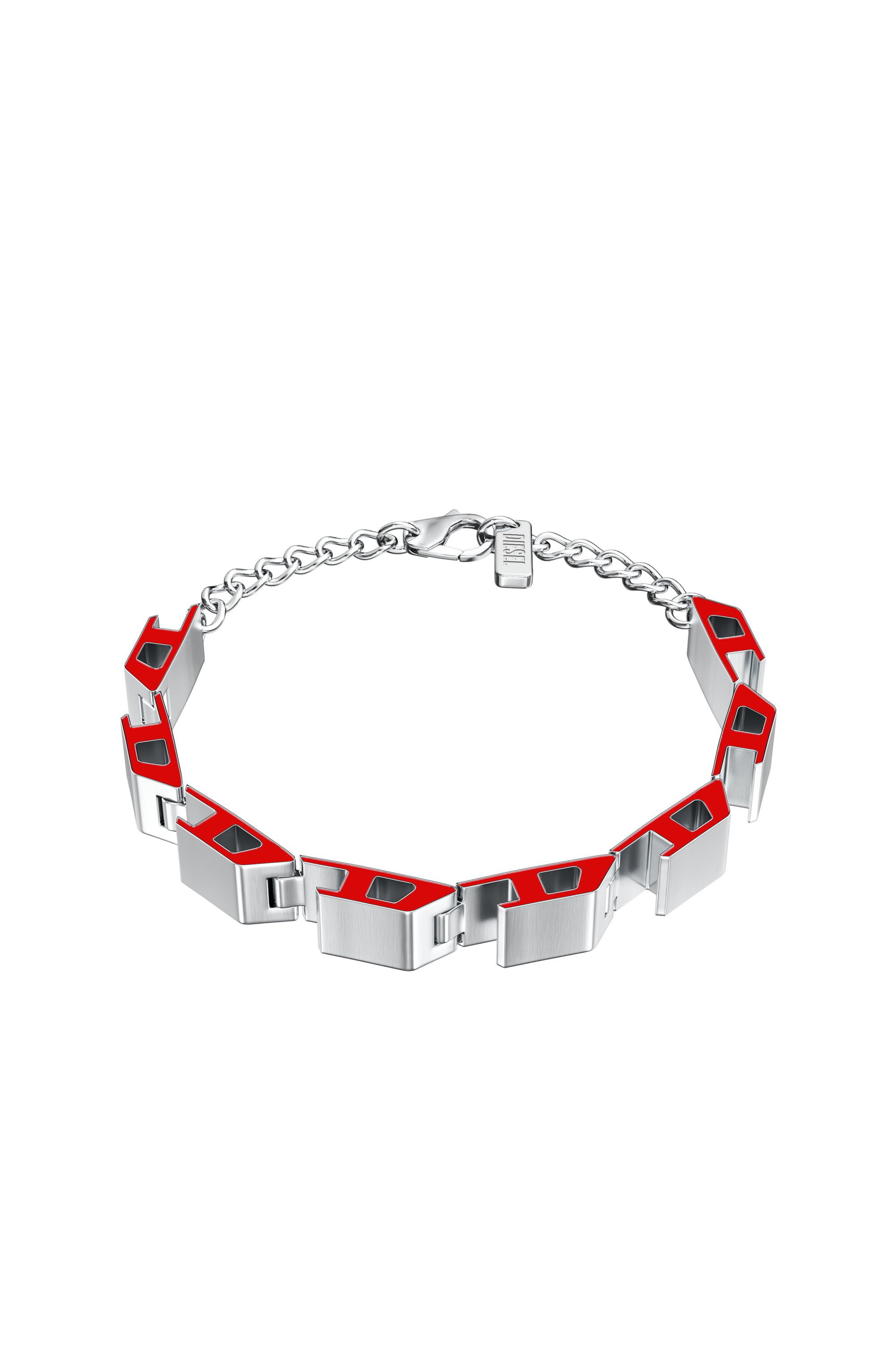 Diesel - DX1690040 JEWELLERY, Unisex Edelstahlarmband in Silber/Rot - 1