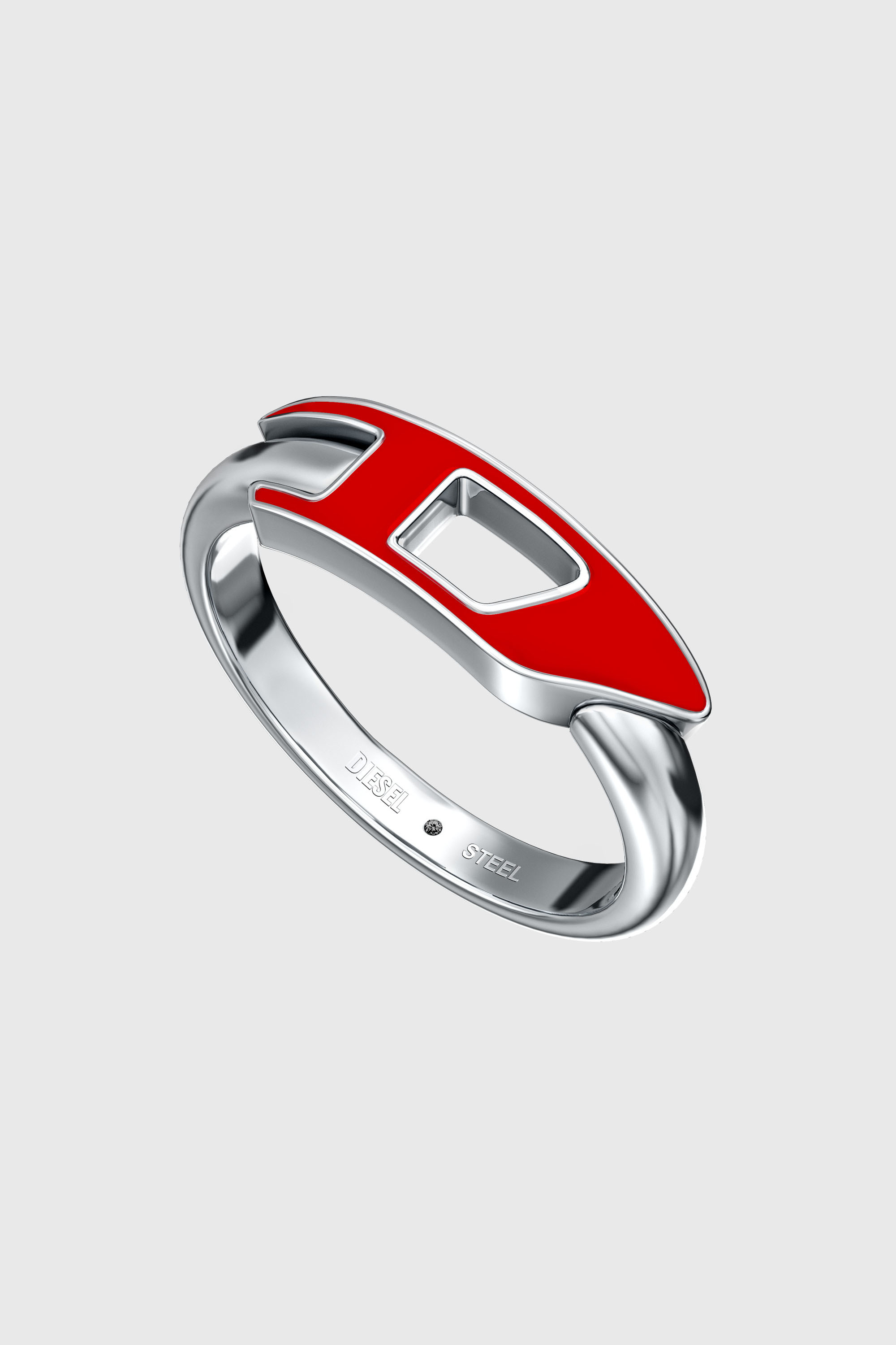 Diesel - DX1688040 JEWELLERY, Unisex Edelstahl-Ring in Silber/Rot - 2