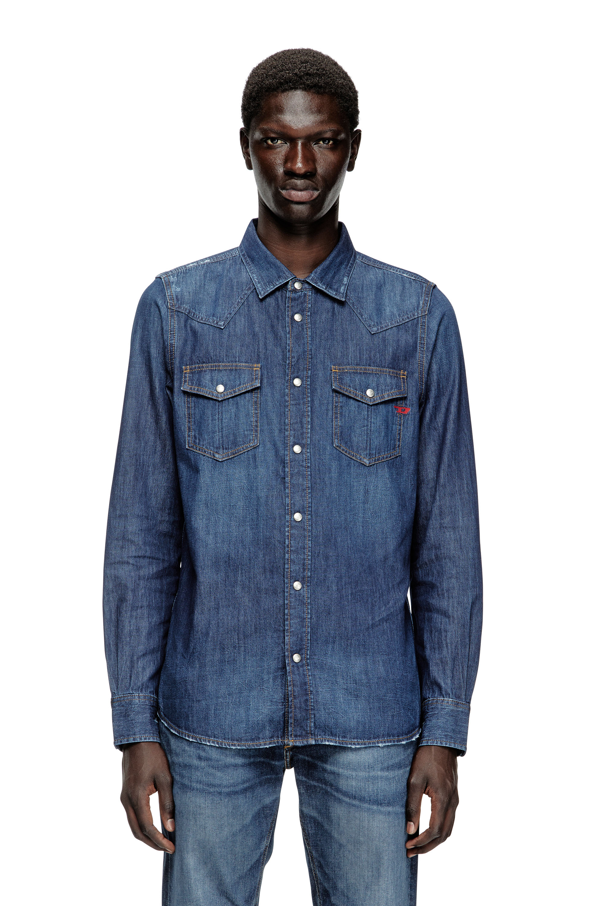 Diesel - D-VEGA, Herren Overshirt aus Denim in Dunkelblau - 1
