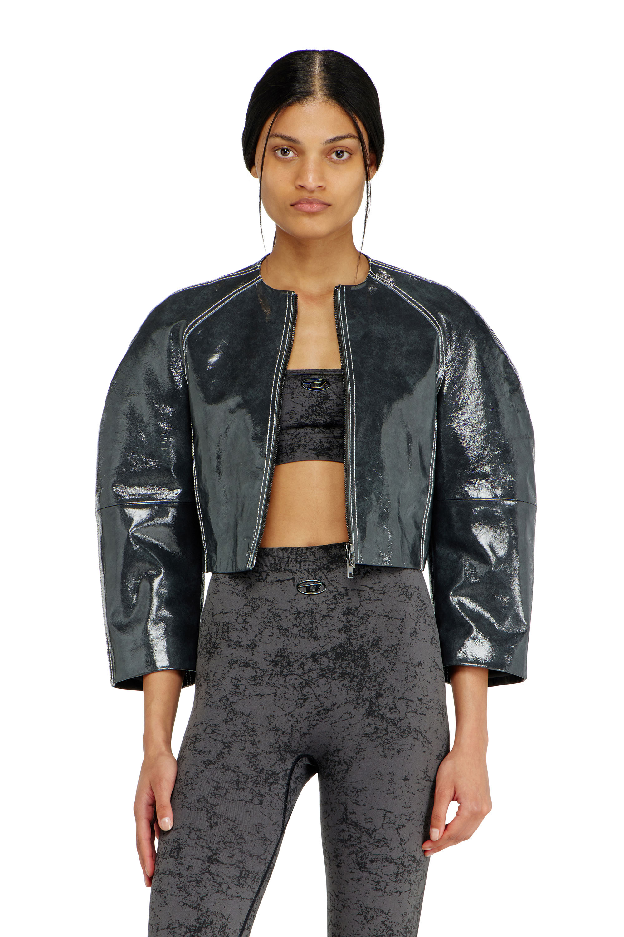 Diesel - HELLA-UTLT, Damen Sport-BH mit Utility-Print in Dunkelgrau - 2