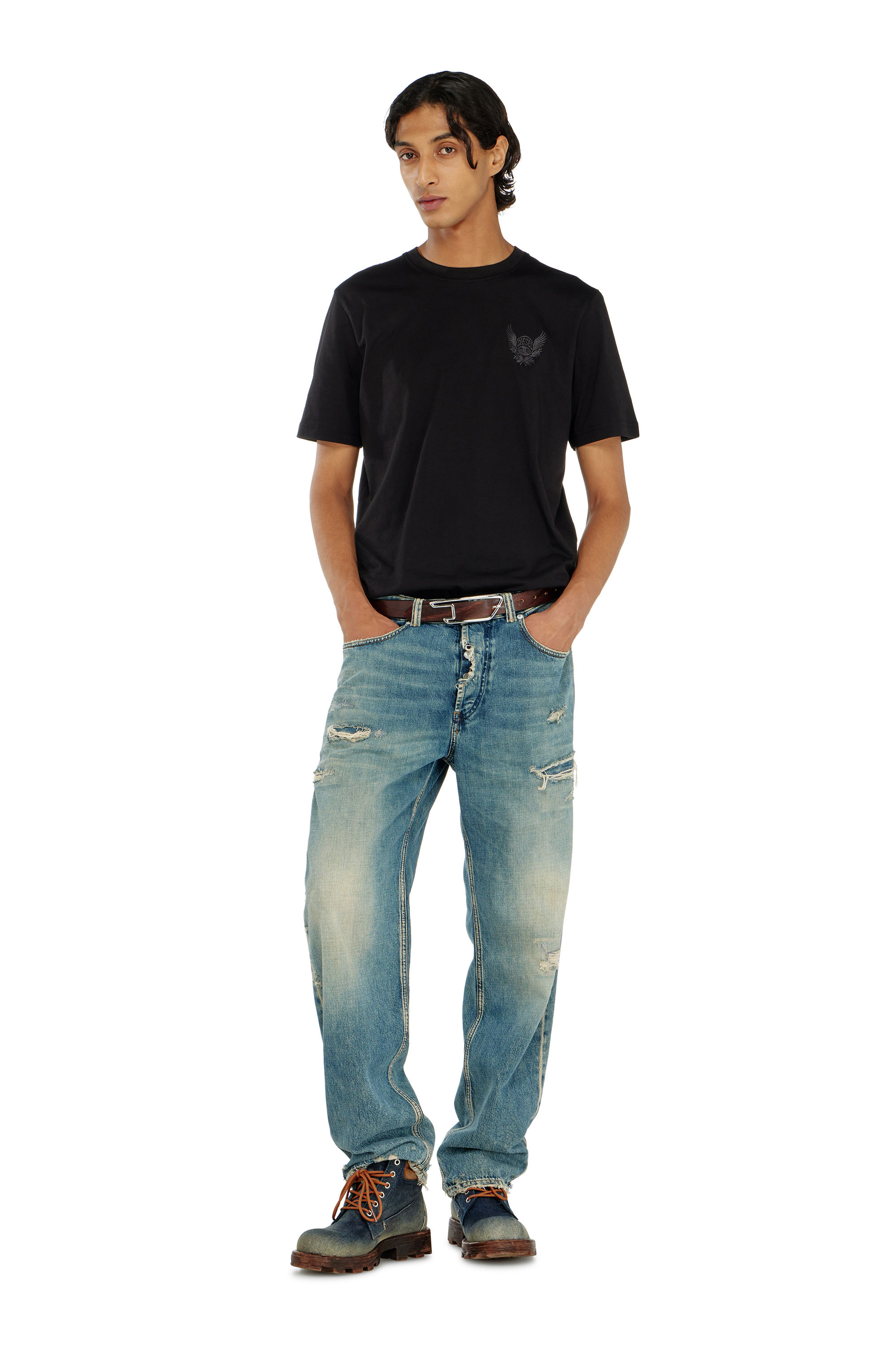 Diesel - T-ADJUST-AA8, Herren Baumwoll-T-Shirt mit Logo-Motiv auf der Brust in Schwarz - 2
