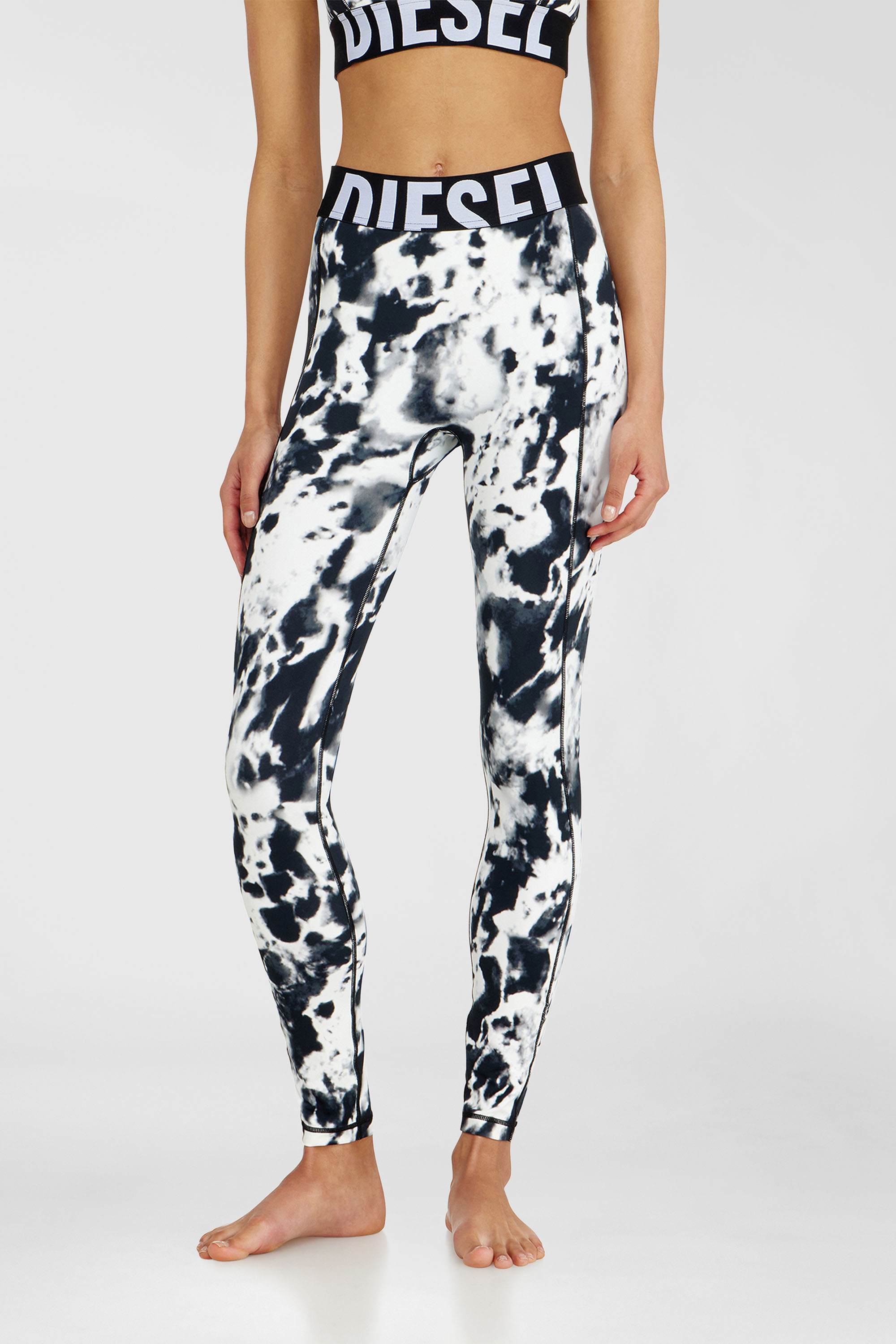 Diesel - ADELINE-D-POP, Damen Leggings aus bedruckter Mikrofaser in Weiss/Schwarz - 3