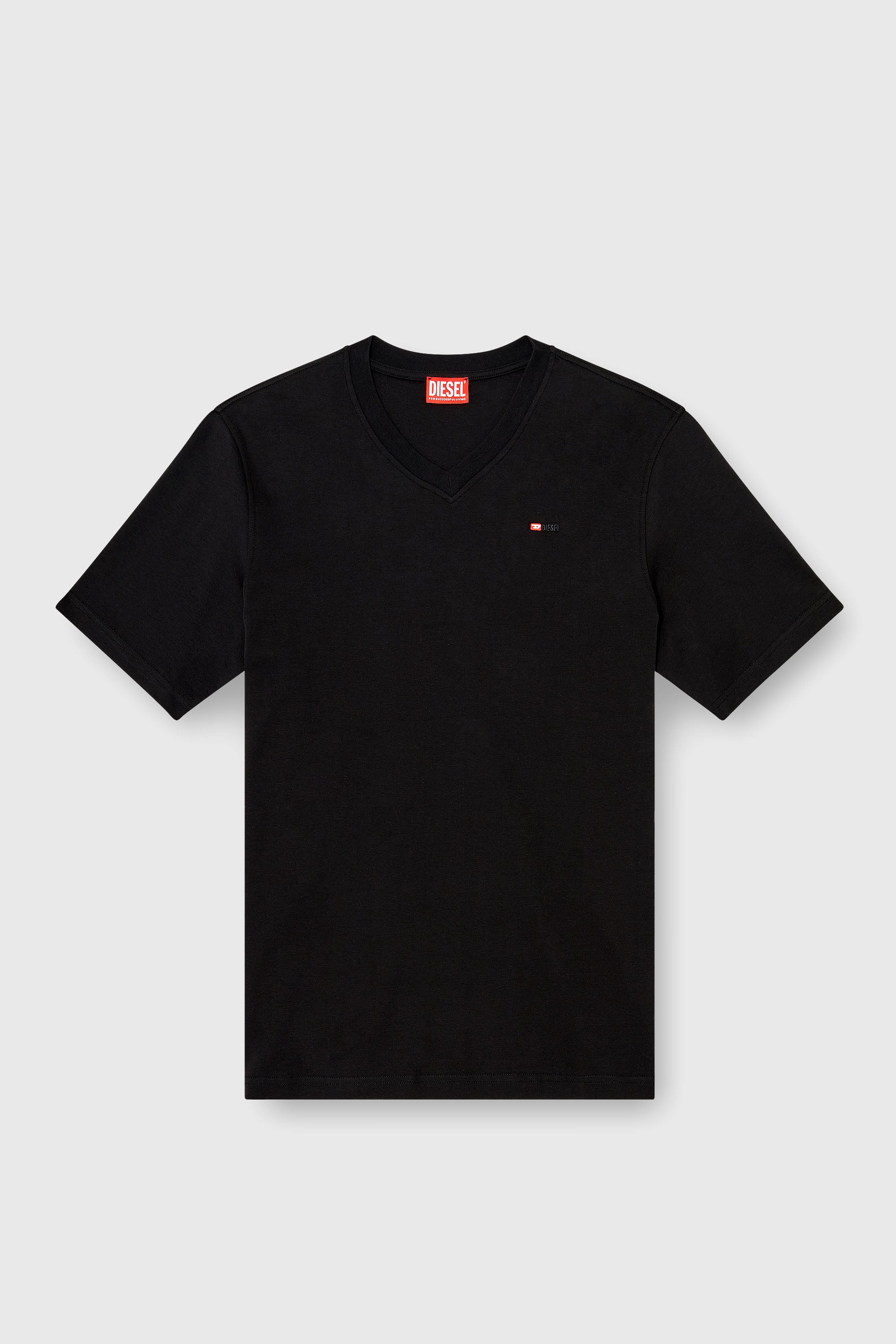 Diesel - T-ADJUST-V-MICRODIV, Herren T-Shirt mit V-Ausschnitt und Mikro-Logo-Stickerei in Schwarz/Rot - 2
