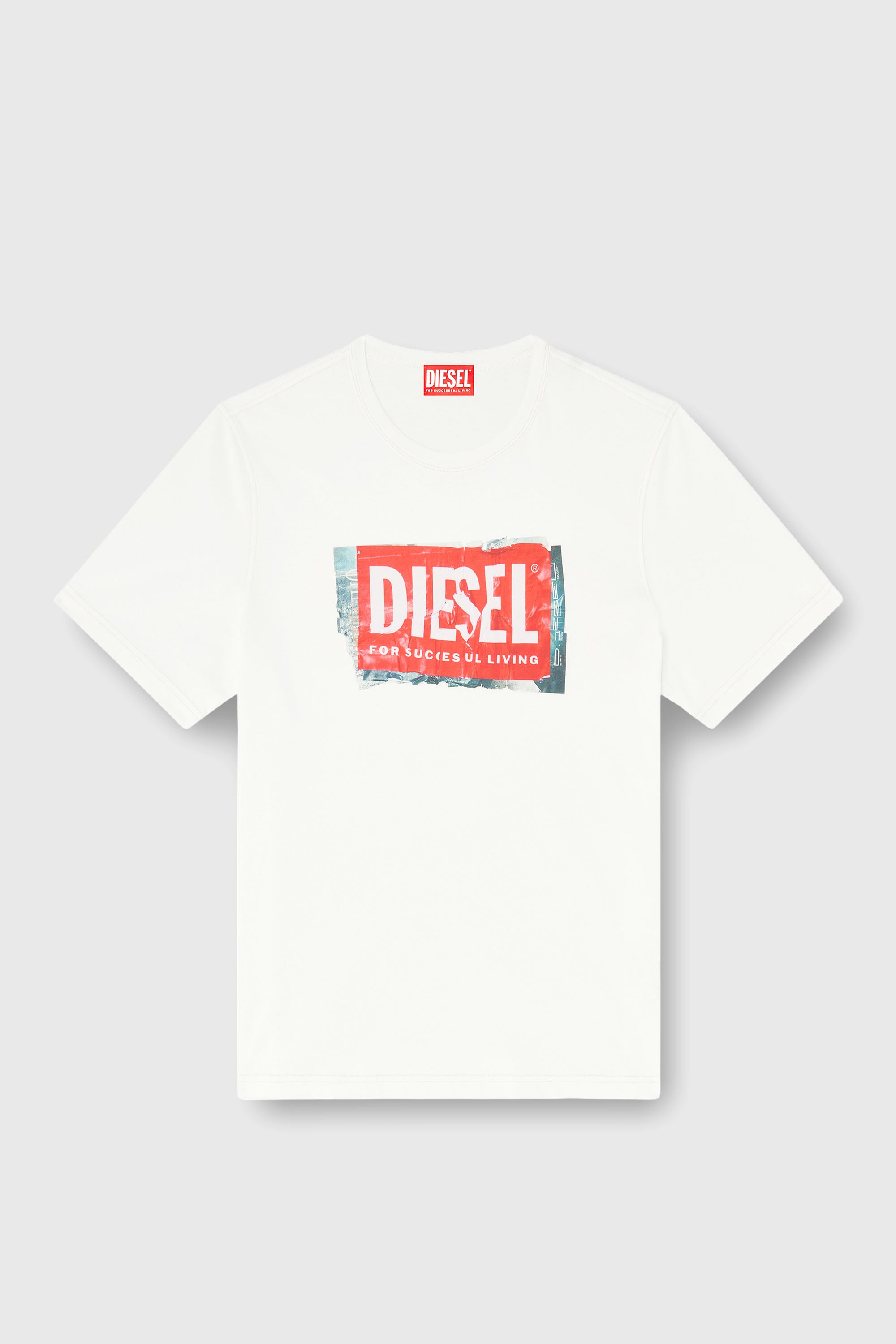 Diesel - T-ADJUST-Q6, Herren T-Shirt mit Logo in Knitter-Optik in Wei&szlig; - 2