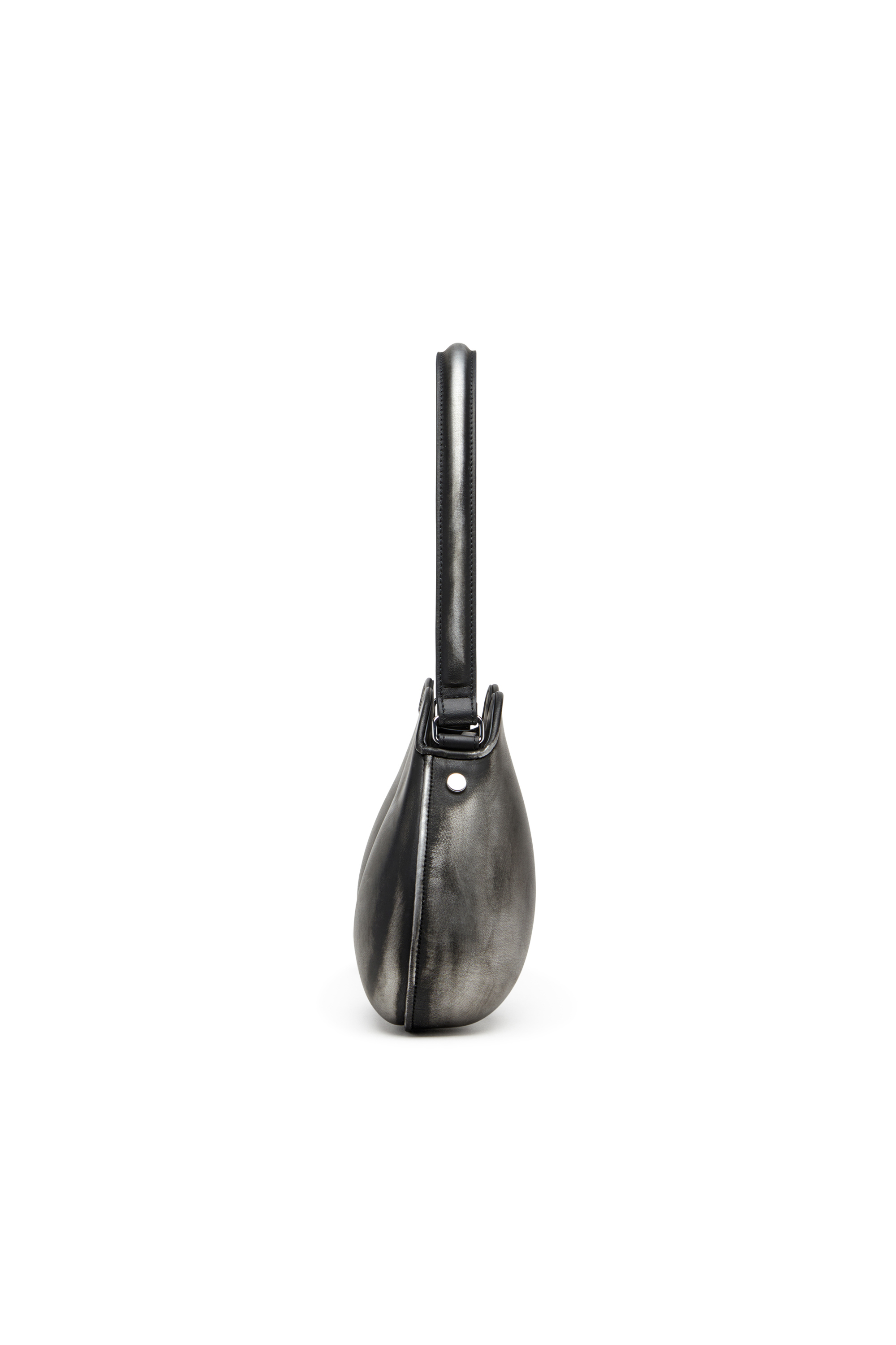 Diesel - DOUBLE-D SHOULDER, Damen Double-D-Feste Schultertasche aus gebürstetem PU in Schwarz/Silber - 4