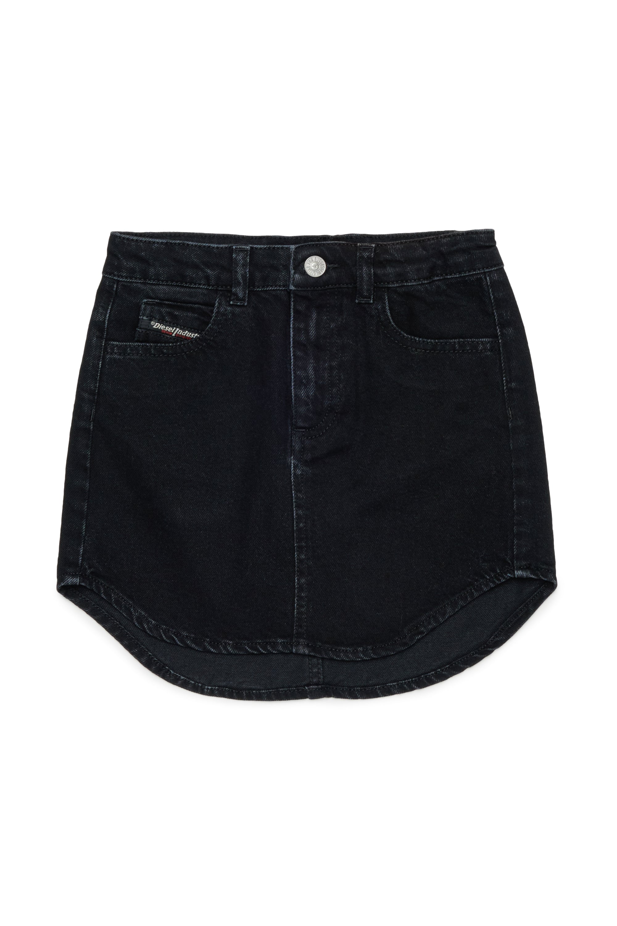 Diesel - GEARD, Damen Denim-Minirock mit abgerundetem Saum in Schwarz/Dunkelgrau - 1