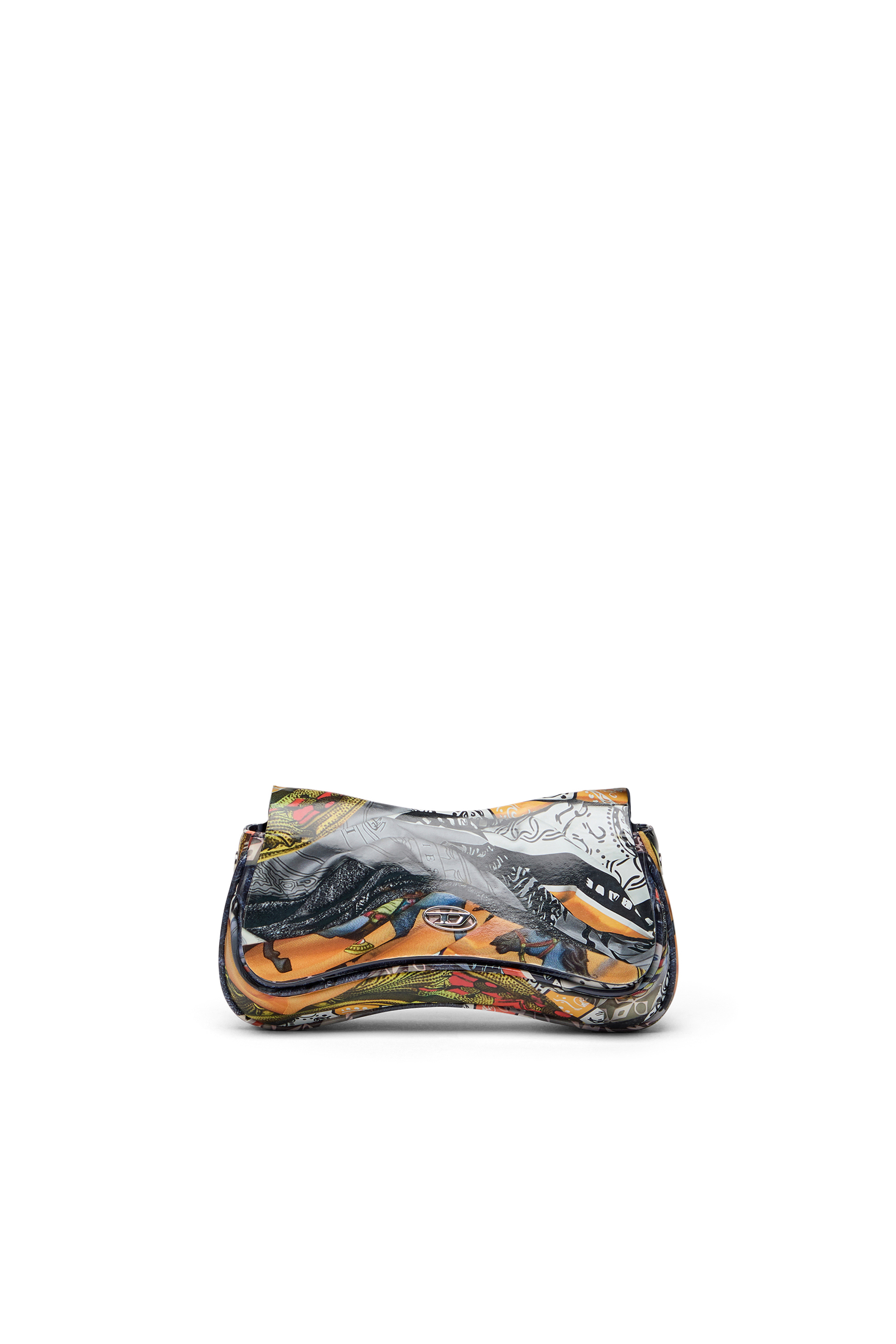 Diesel - PLAY CLUTCH, Damen Play-Glänzende Clutch mit Print in Orange/Blau - 1