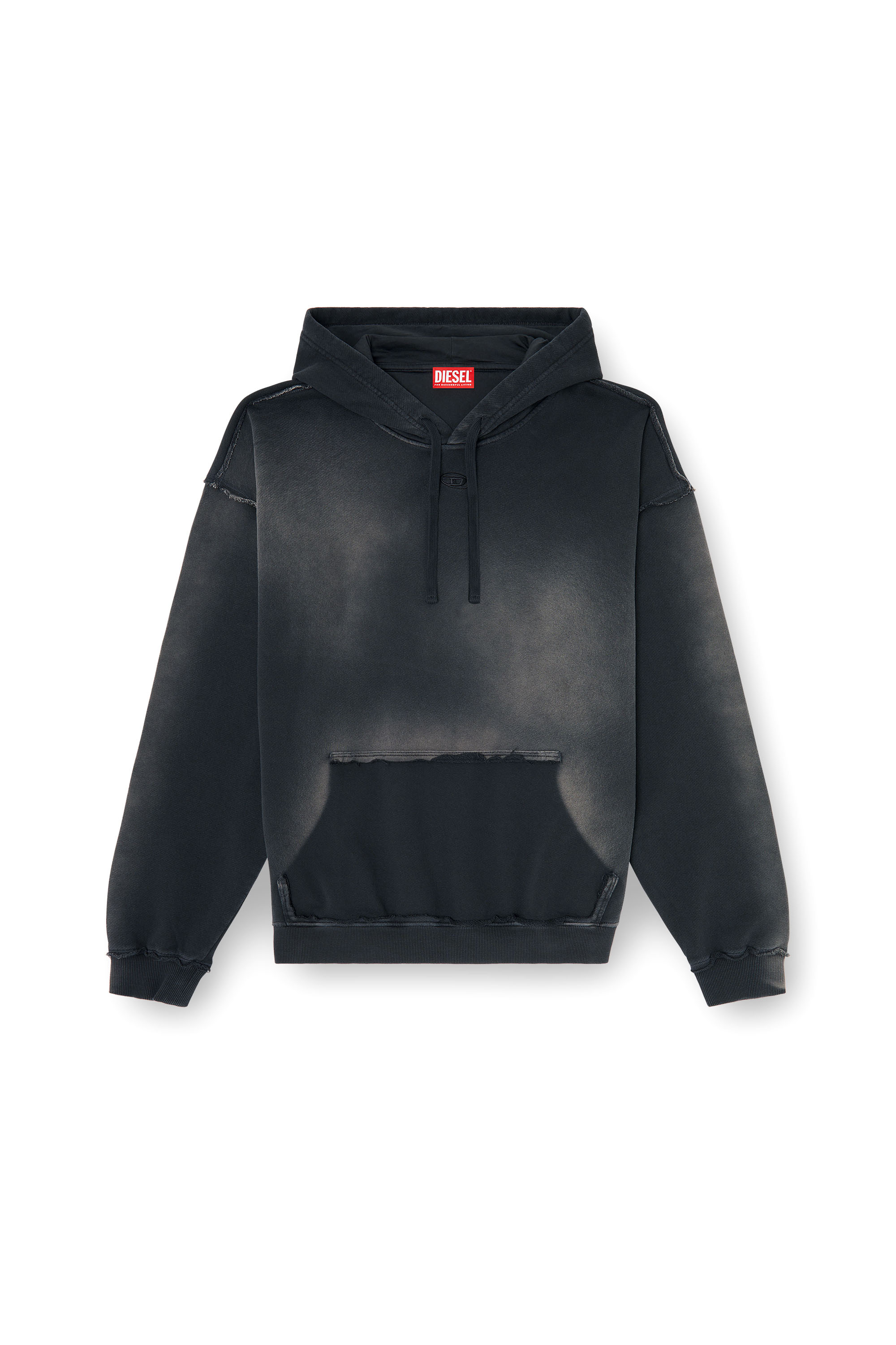 Diesel - S-POCK-HOOD, Herren Verblasster Baumwoll-Hoodie mit ausgefransten Details in null - 3