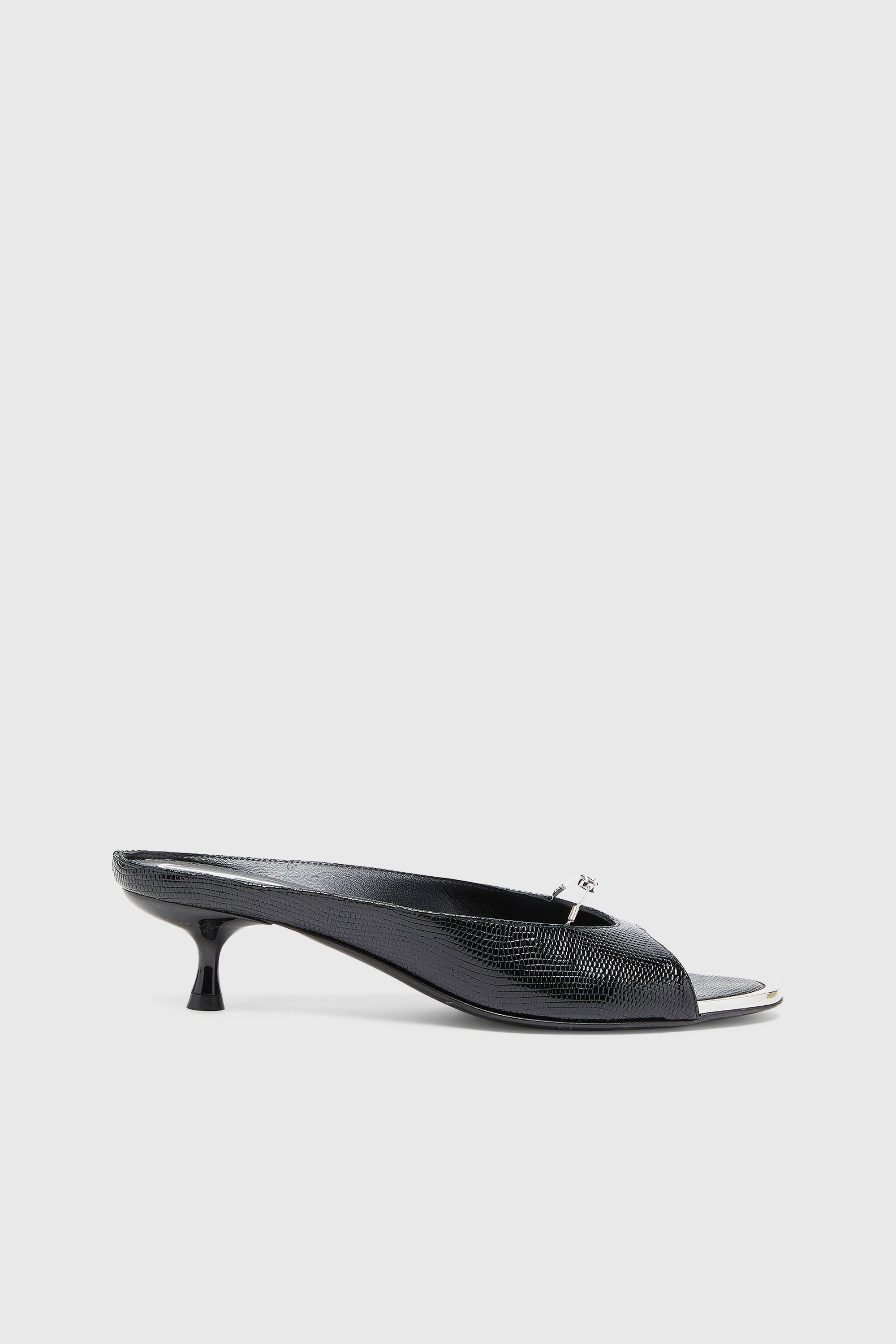 Diesel - D-DIAM'S-SA-40, Damen D-Diam's &ndash; Lederpantolette mit schwebendem Oval-D in Schwarz - 1