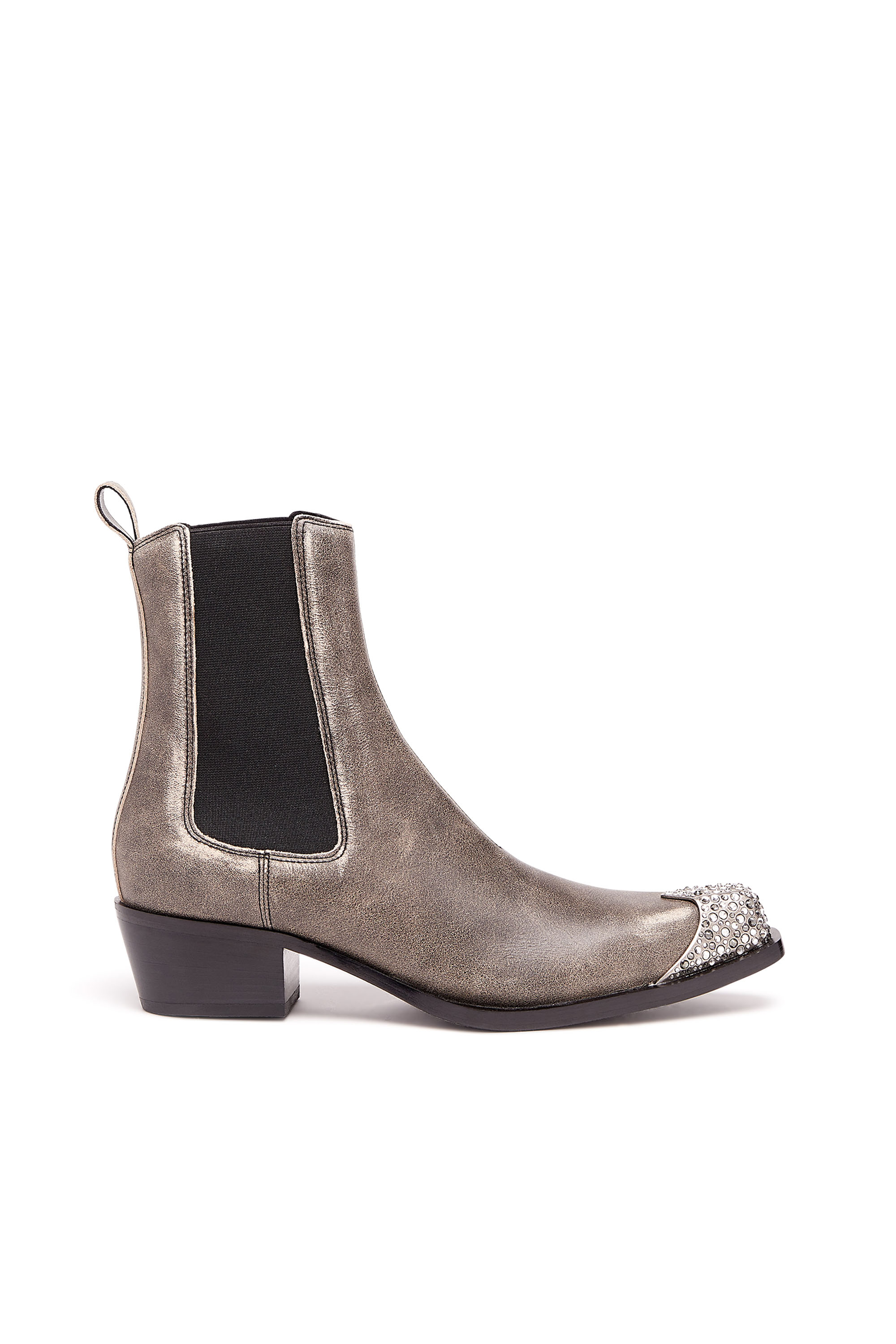 Diesel - D-CALAMITY AB, Damen D-Calamity Ab - Stiefel aus behandeltem Leder mit Strass-Zehenkappe in Braun - 1