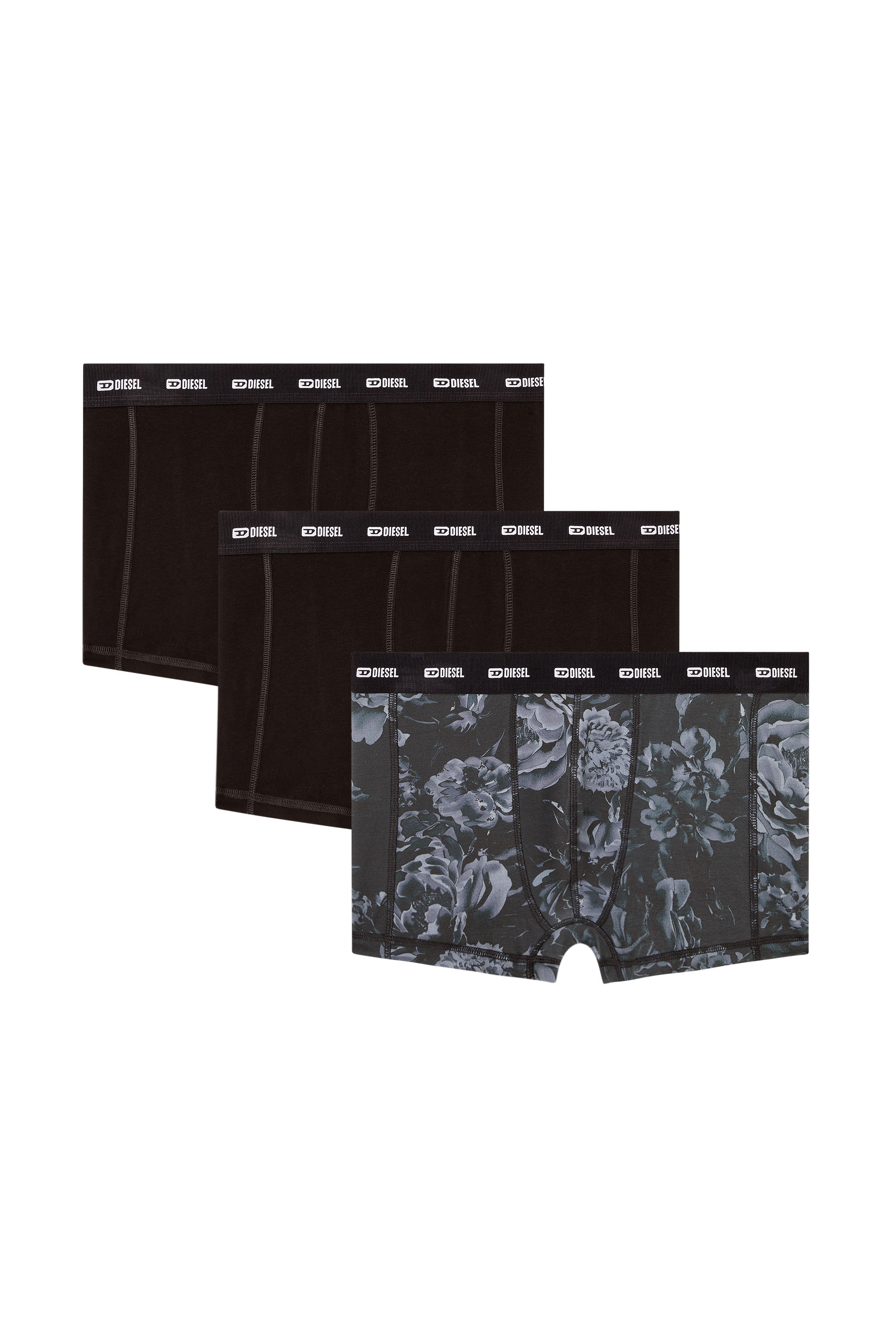 Diesel - DAMIEN-UTLT-3PACK, Herren Retropants mit Blumen-Motiv im Dreierpack in Schwarz - 1