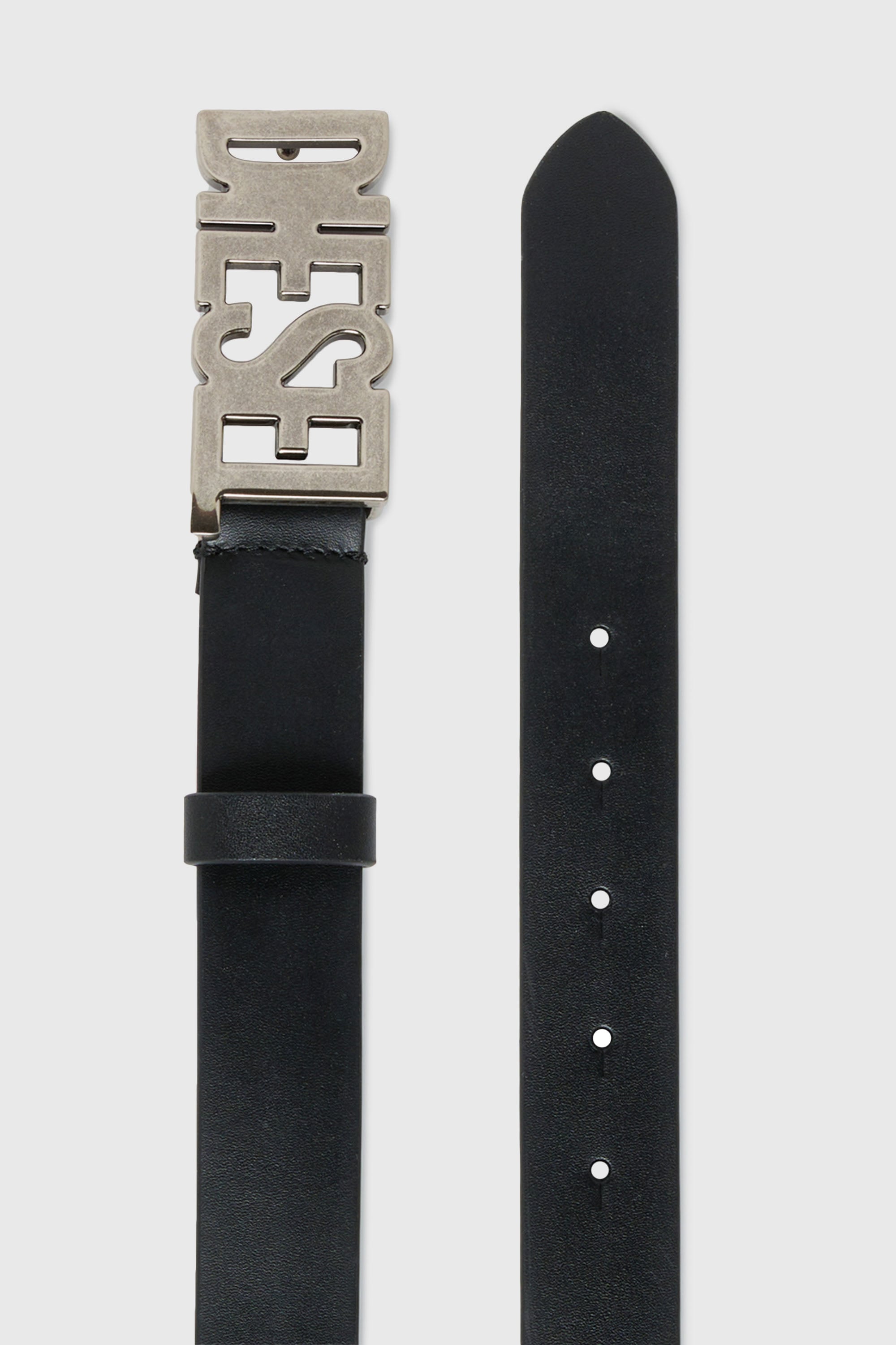 Diesel - BWR, Unisex's 3cm leather belt with Diesel buckle in Black - 2