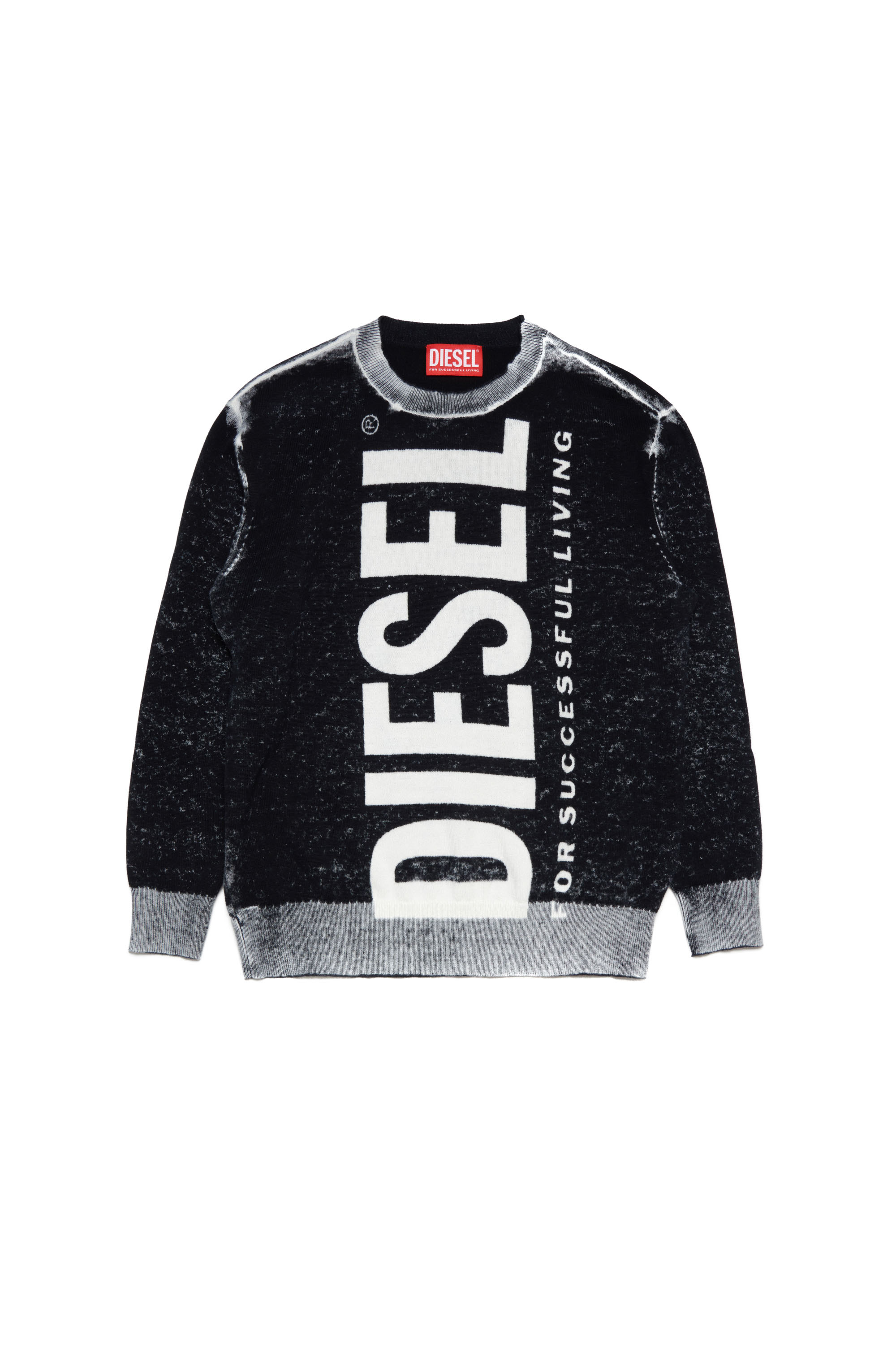 Diesel - KFLOW OVER, Man Knit sweater with Diesel lettering in Black - Image 1
