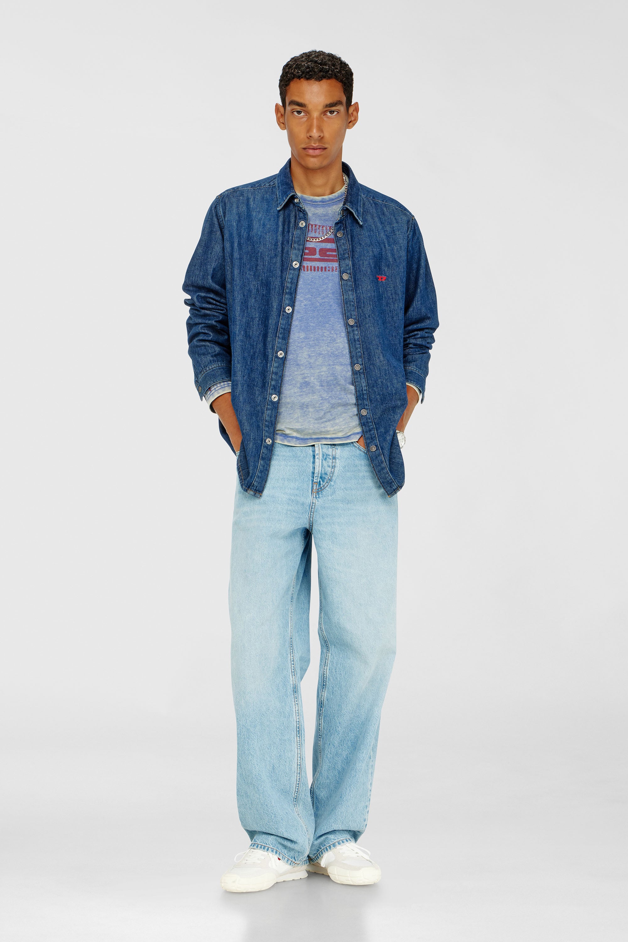 Diesel - D-SIMPLY, Herren Shirt aus Denim in Dunkelblau - 1